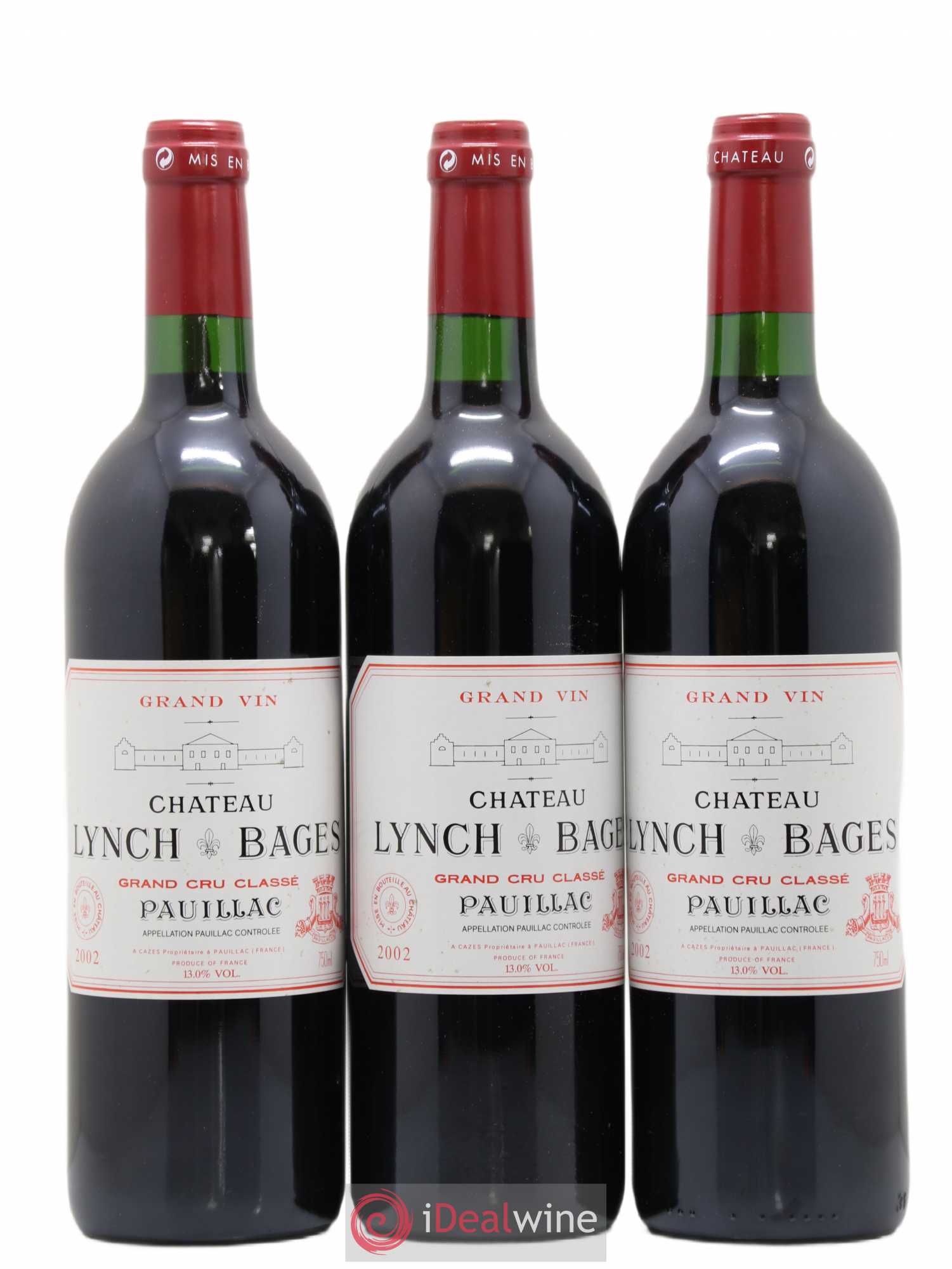 Château Lynch Bages 5ème Grand Cru Classé 2002 - Lot de 3 bouteilles - 0