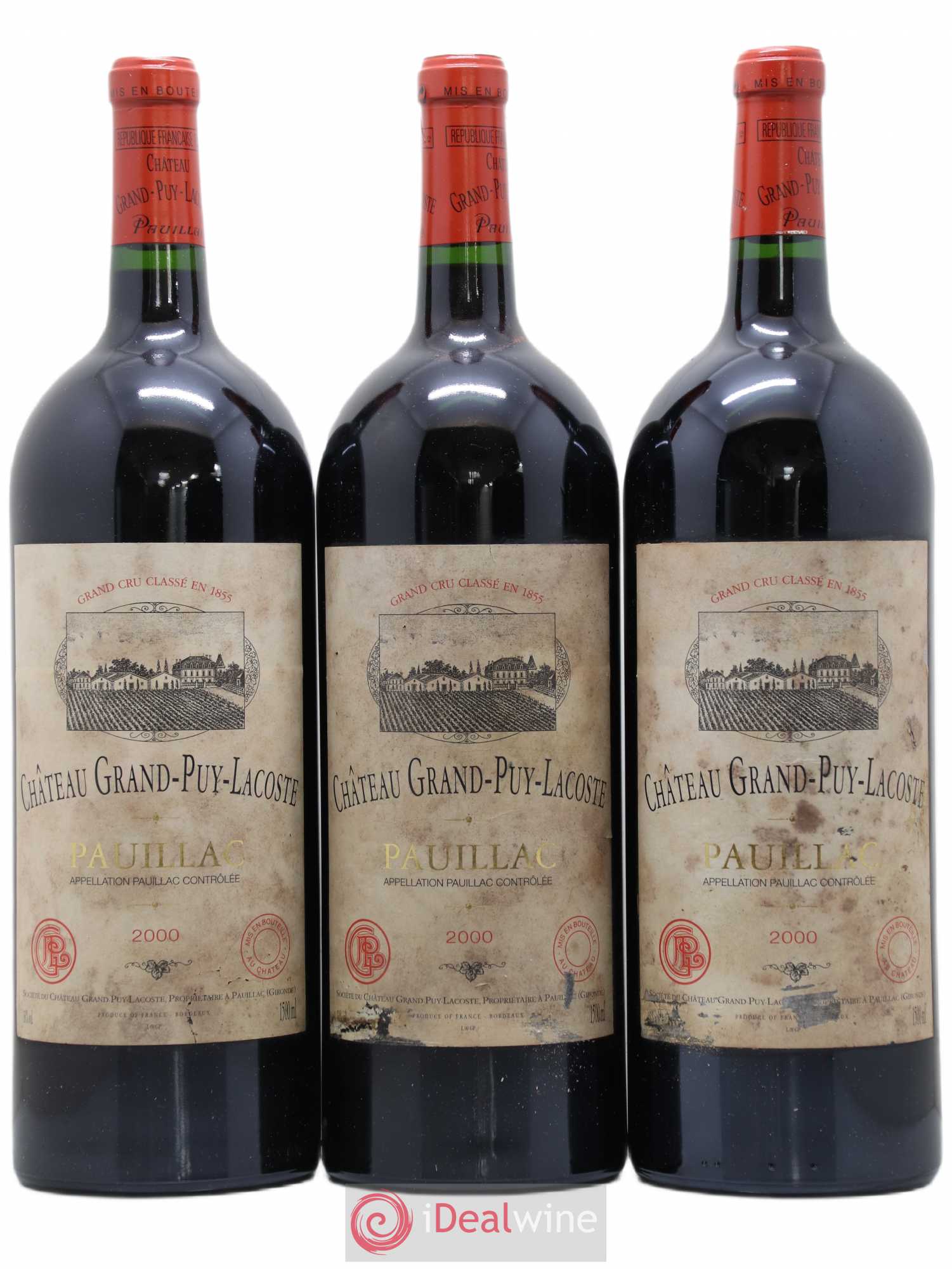 Château Grand Puy Lacoste 5ème Grand Cru Classé 2000 - Lot de 3 magnums - 0