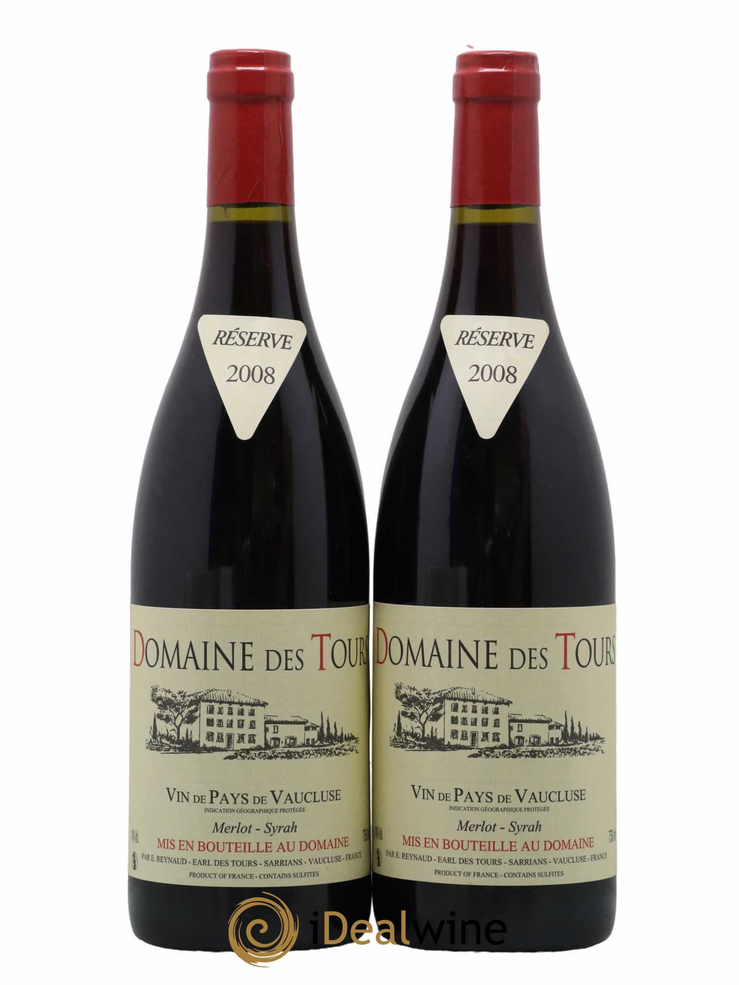 Vaucluse Domaine des Tours Merlot-Syrah Emmanuel Reynaud 2008 - Lot de 2 bouteilles - 0