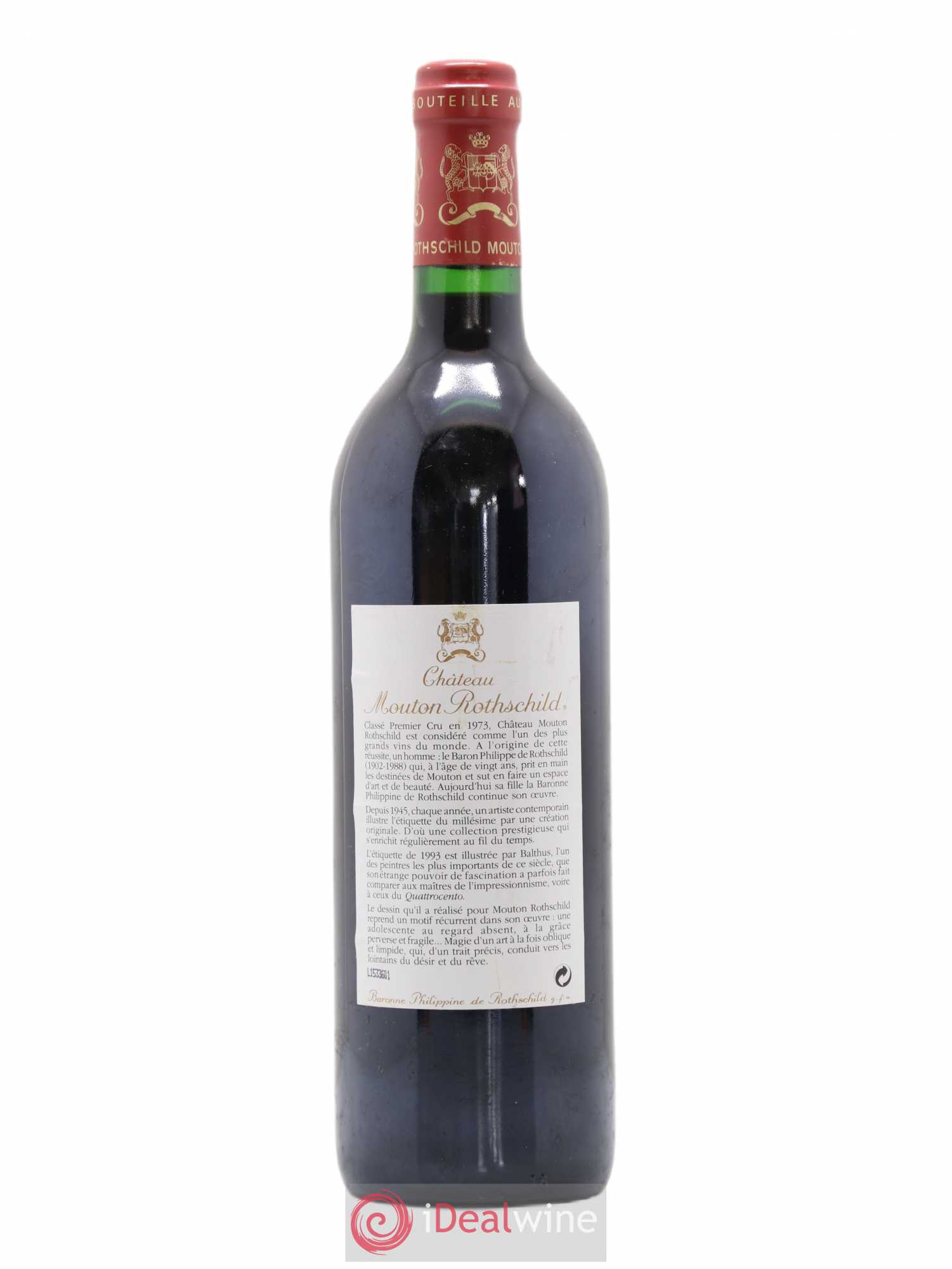 Château Mouton Rothschild 1er Grand Cru Classé 1993 - Lot de 1 bouteille - 1