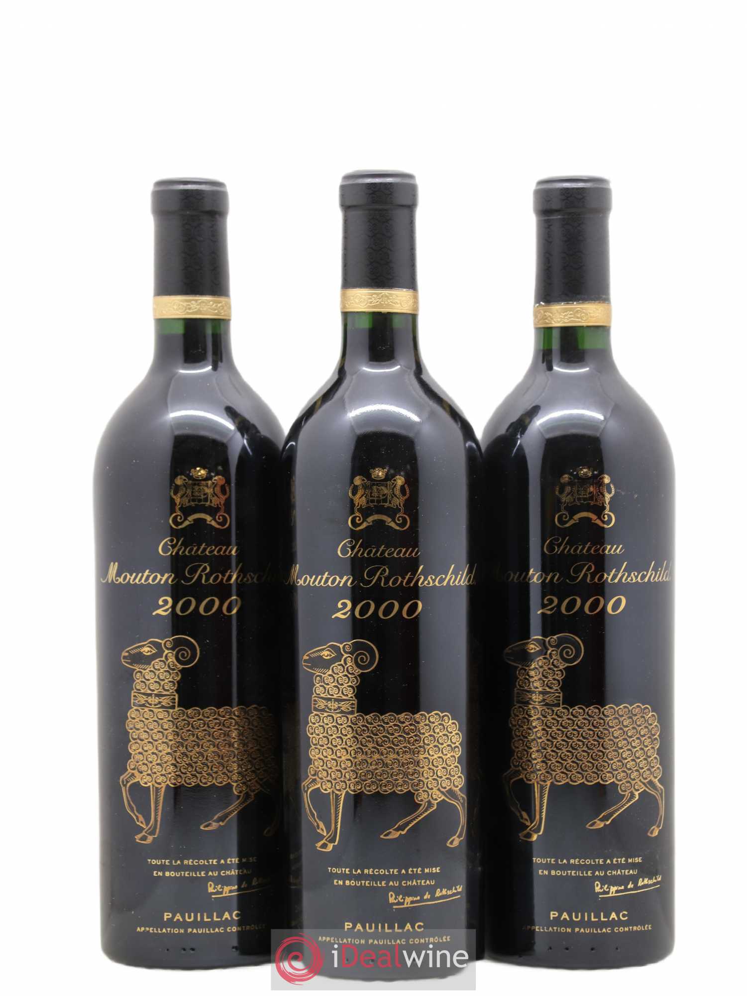 Château Mouton Rothschild 1er Grand Cru Classé 2000 - Lot de 3 bouteilles - 0