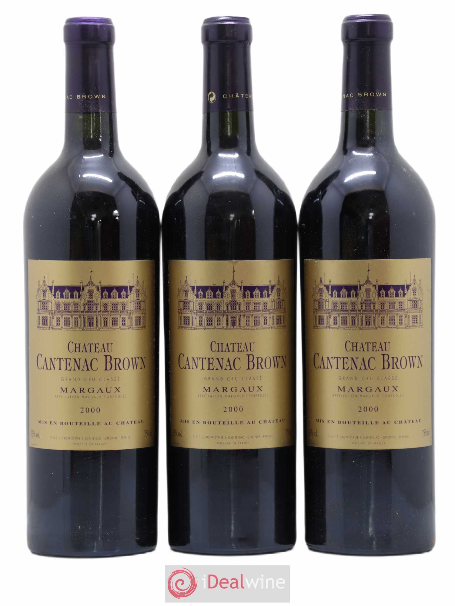 Château Cantenac Brown 3ème Grand Cru Classé 2000 - Lot de 3 bouteilles - 0