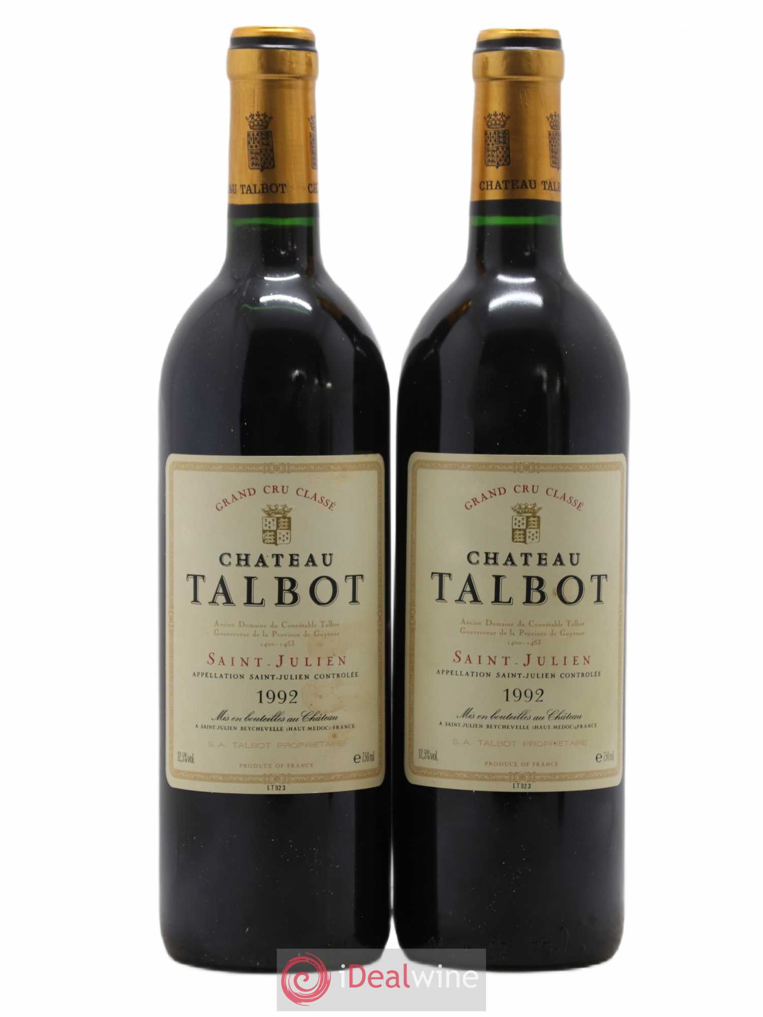 Château Talbot 4ème Grand Cru Classé 1992 - Lot de 2 bouteilles - 0