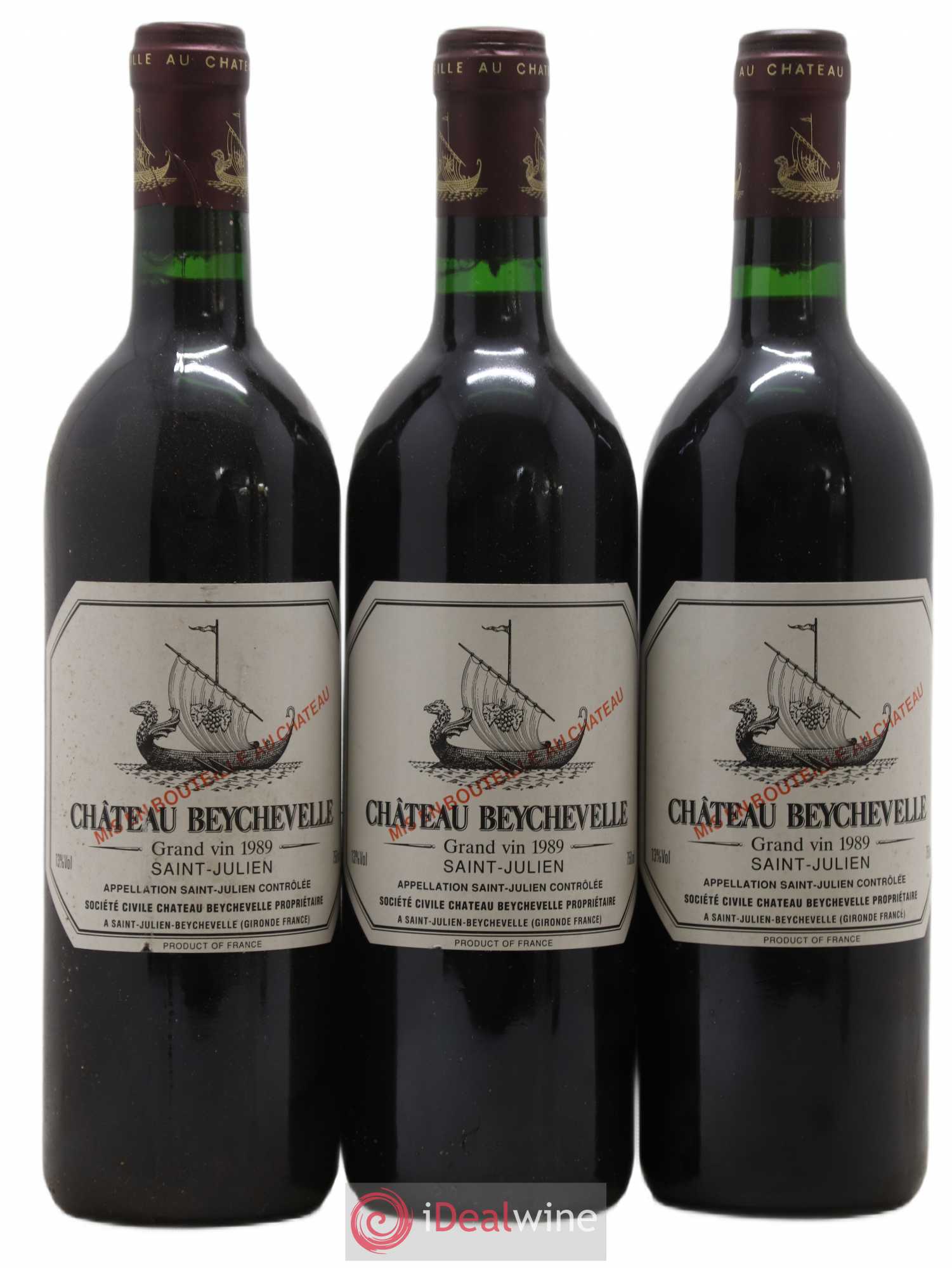 Château Beychevelle 4ème Grand Cru Classé 1989 - Lot de 3 bouteilles - 0