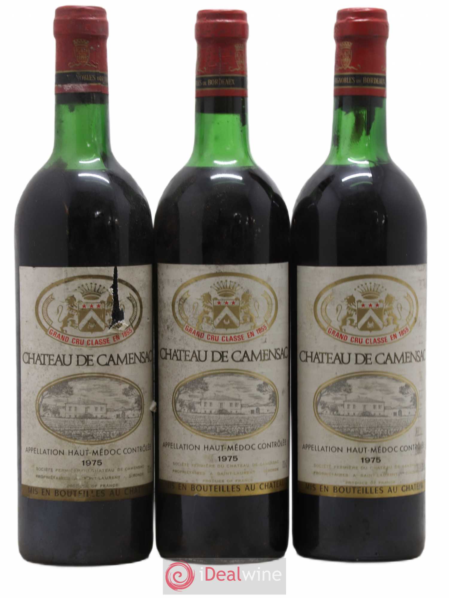 Château Camensac 5ème Grand Cru Classé 1975 - Lot de 3 bouteilles - 0