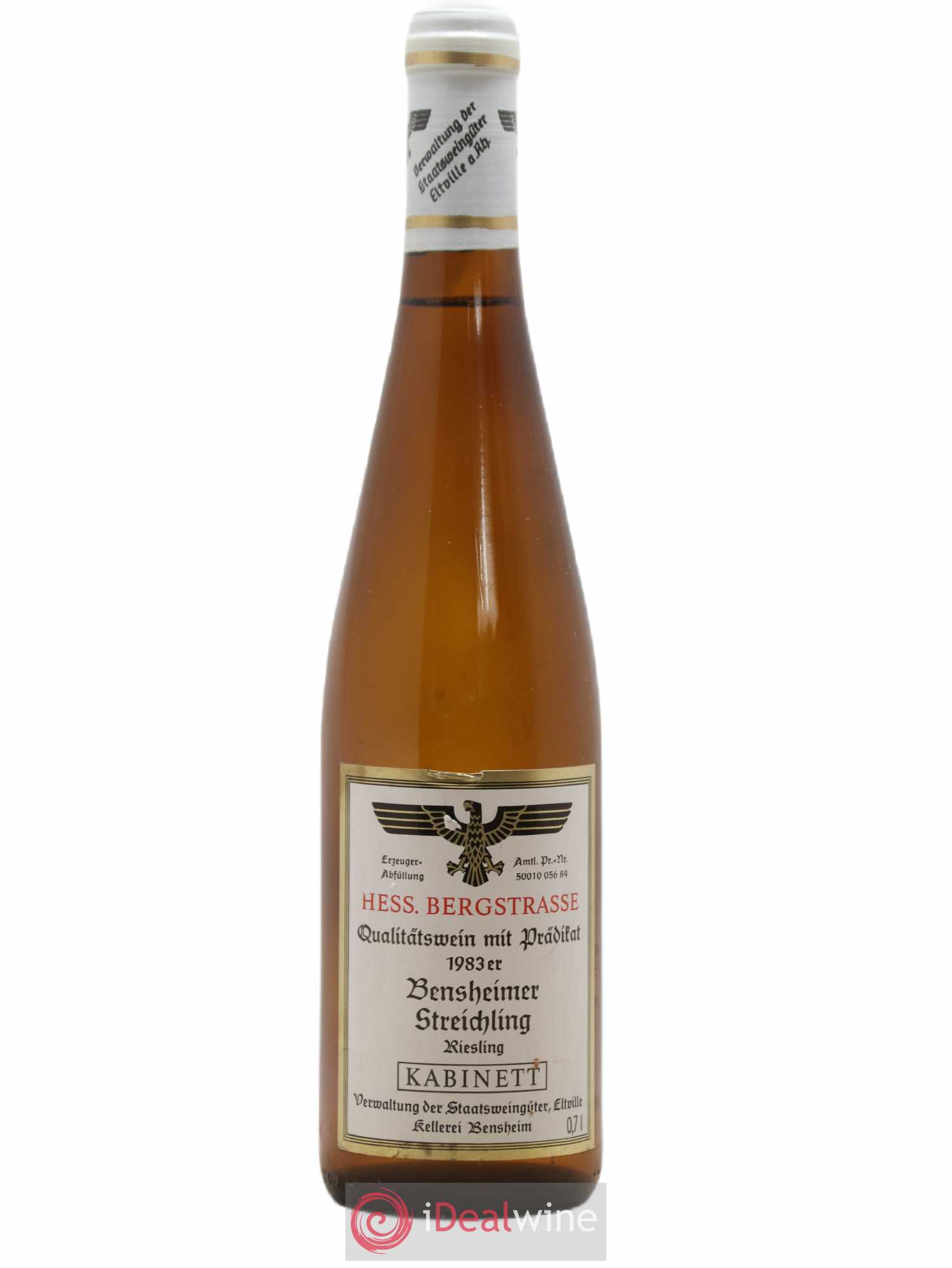 Riesling Bensheimer Streichling Kabinett Hess Bergstrasse 1983 - Posten von 1 Flasche - 0