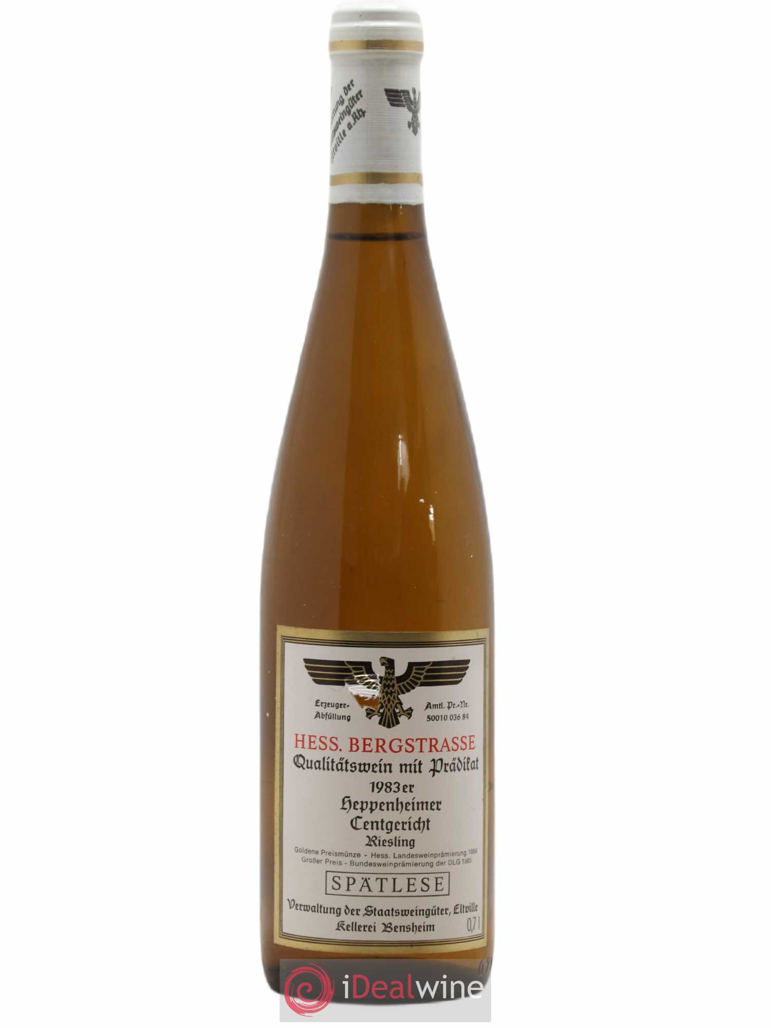 Riesling Heppenheimer Centgericht Spatlese Hess Bergstrasse 1983 - Posten von 1 Flasche - 0