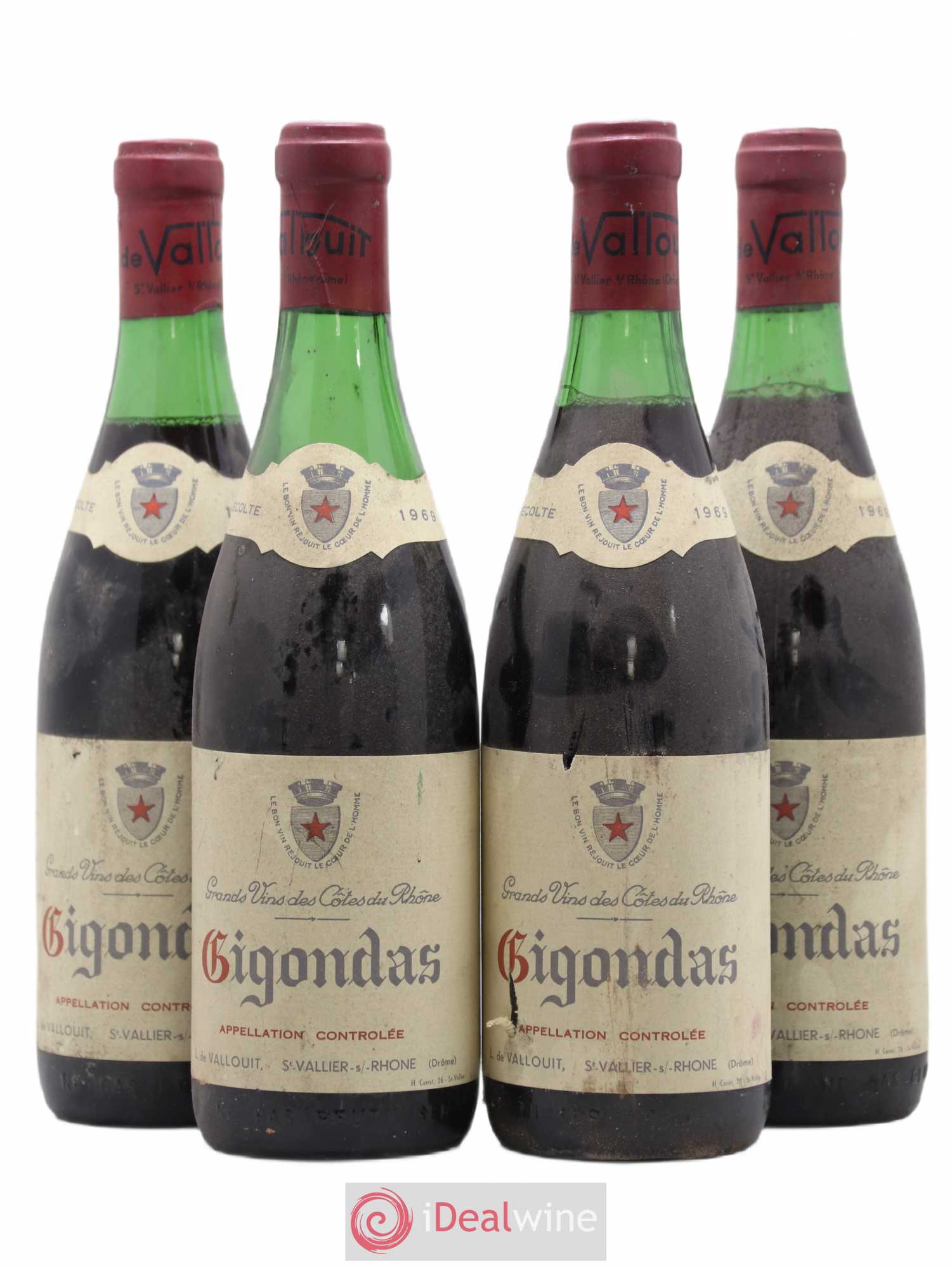 Gigondas Vallouit 1969 - Lot de 4 bouteilles - 0