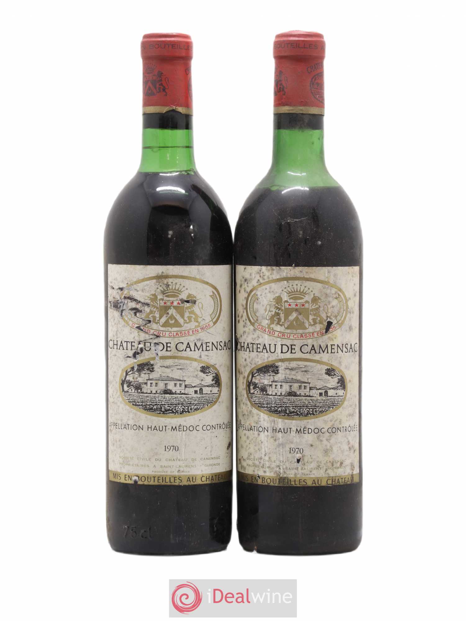 Château Camensac 5ème Grand Cru Classé 1970 - Lot de 2 bouteilles - 0