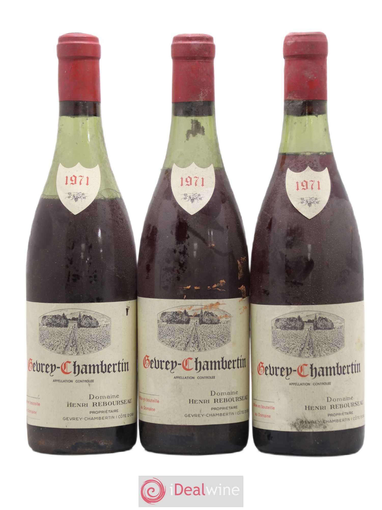 Gevrey-Chambertin Henri Rebourseau (Domaine) 1971 - Lot de 3 bouteilles - 0