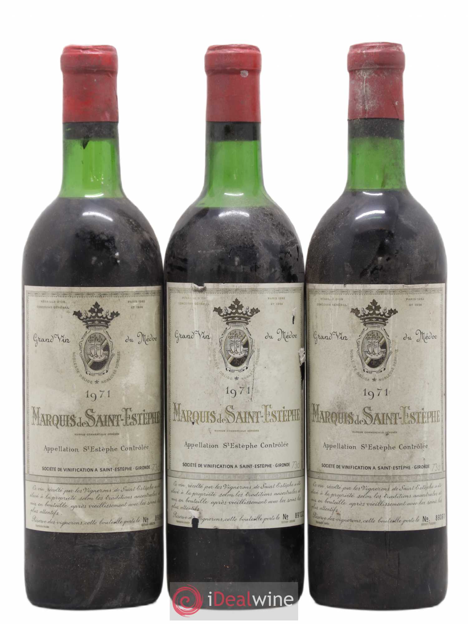 Marquis de Saint Estèphe 1971 - Lot de 3 bouteilles - 0