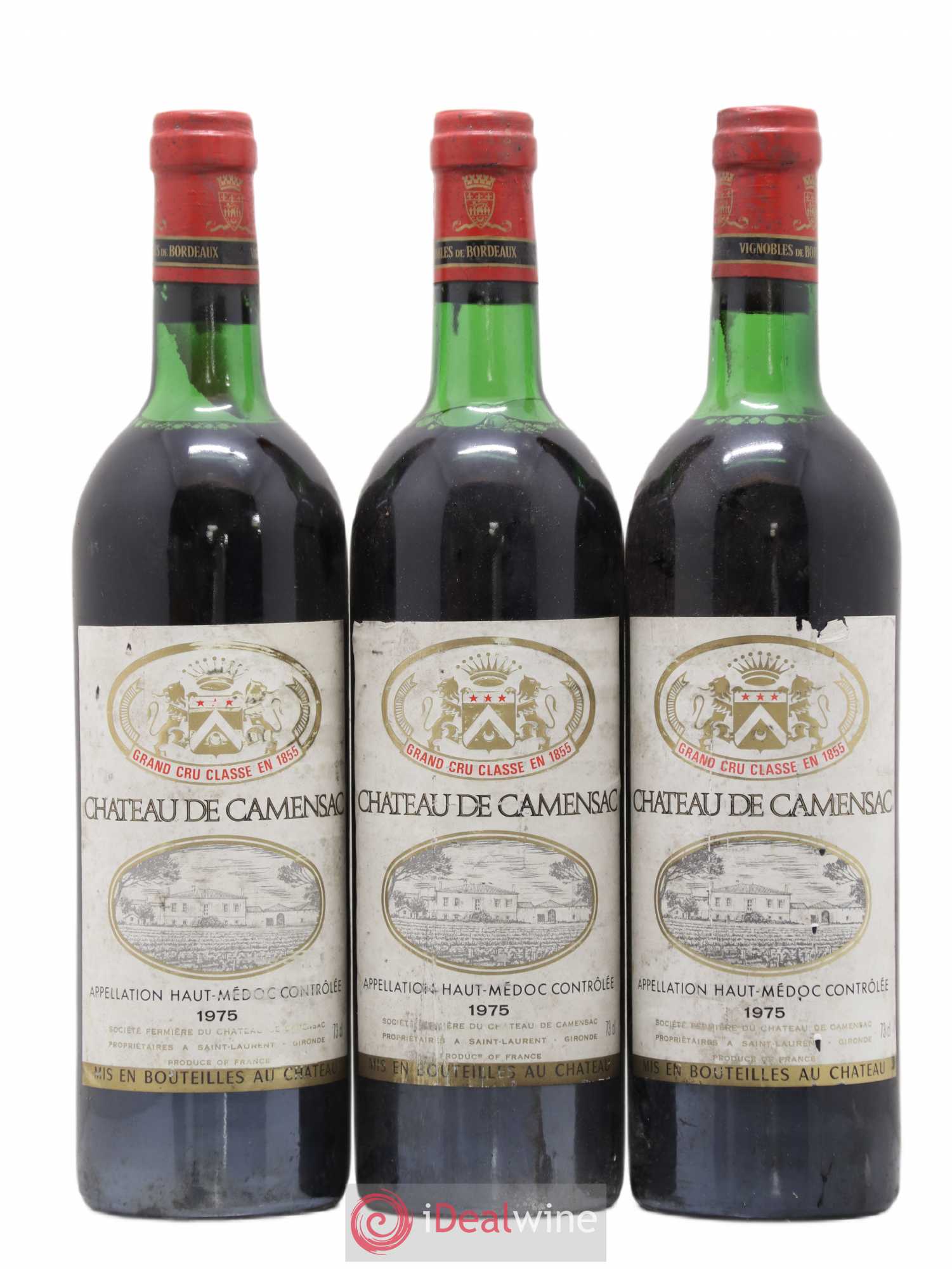 Château Camensac 5ème Grand Cru Classé 1975 - Lot de 3 bouteilles - 0