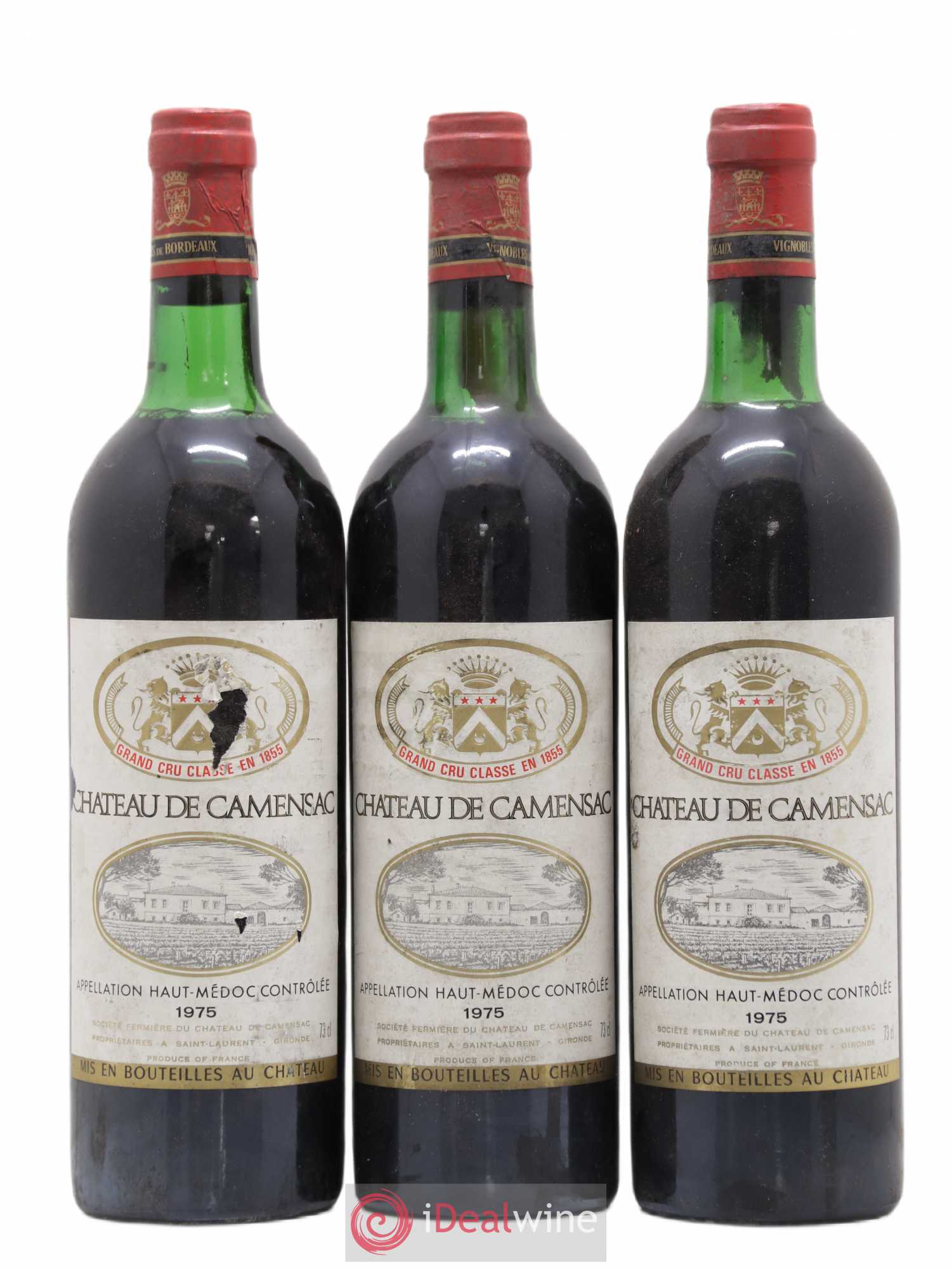 Château Camensac 5ème Grand Cru Classé 1975 - Lot de 3 bouteilles - 0