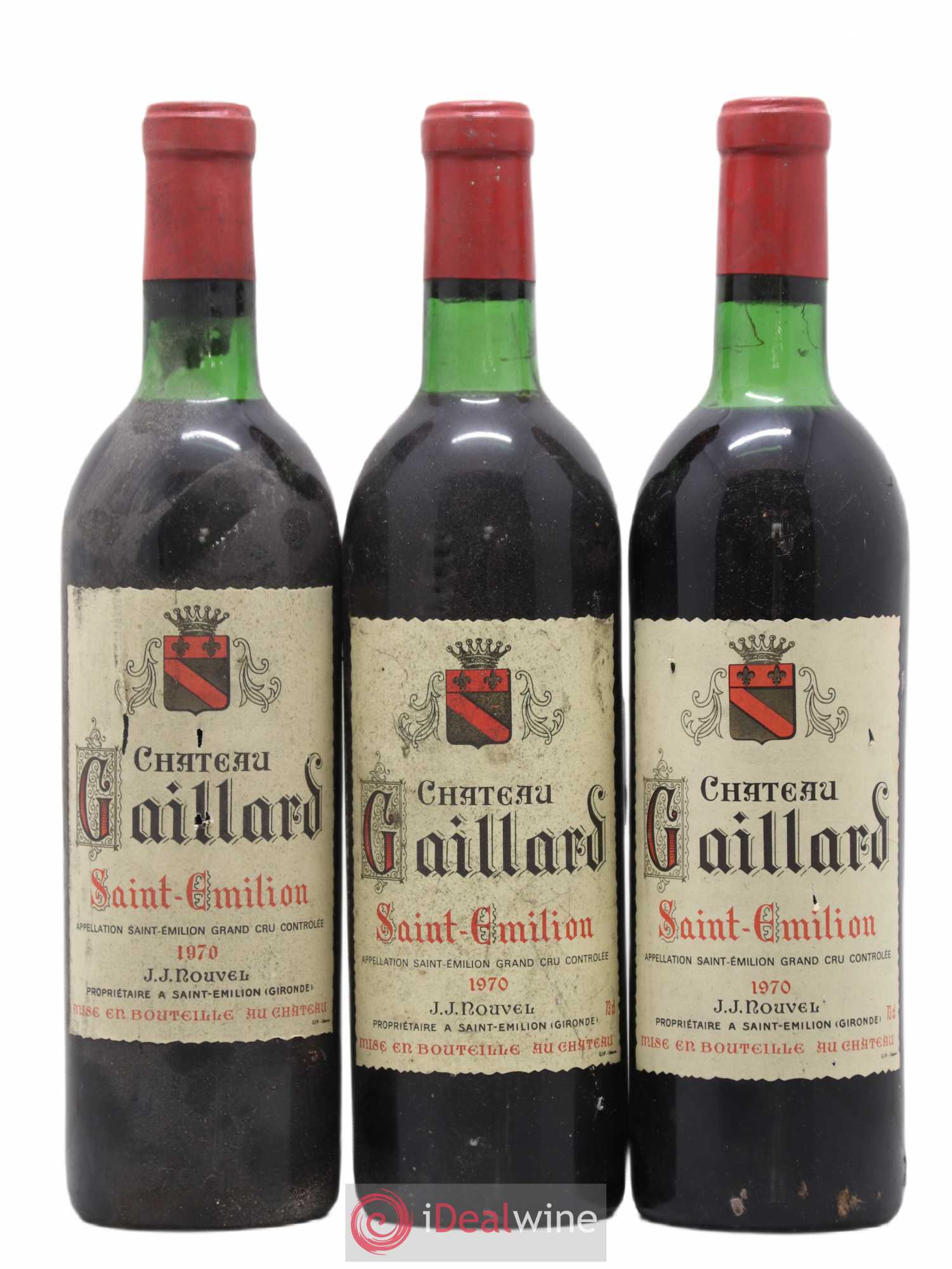 Saint-Émilion Château Gaillard 1970 - Lot de 3 bouteilles - 0