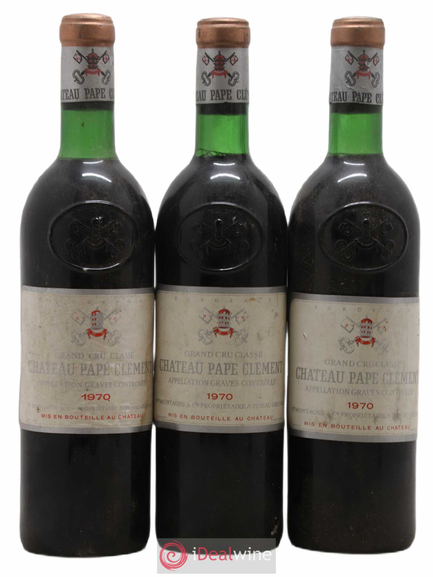 Château Pape Clément Cru Classé de Graves 1970 - Lot de 3 bouteilles - 0