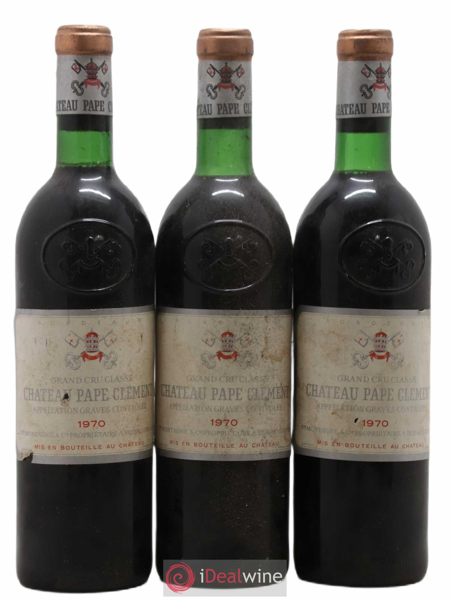 Château Pape Clément Cru Classé de Graves 1970 - Lot de 3 bouteilles - 0