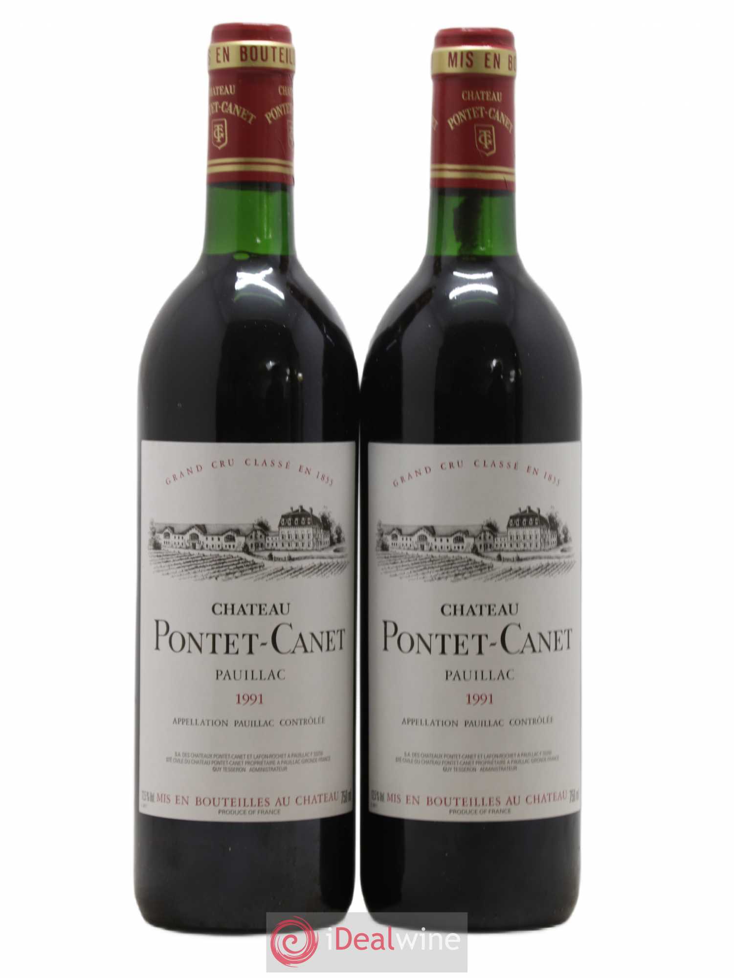 Château Pontet Canet 5ème Grand Cru Classé 1991 - Lot de 2 bouteilles - 0