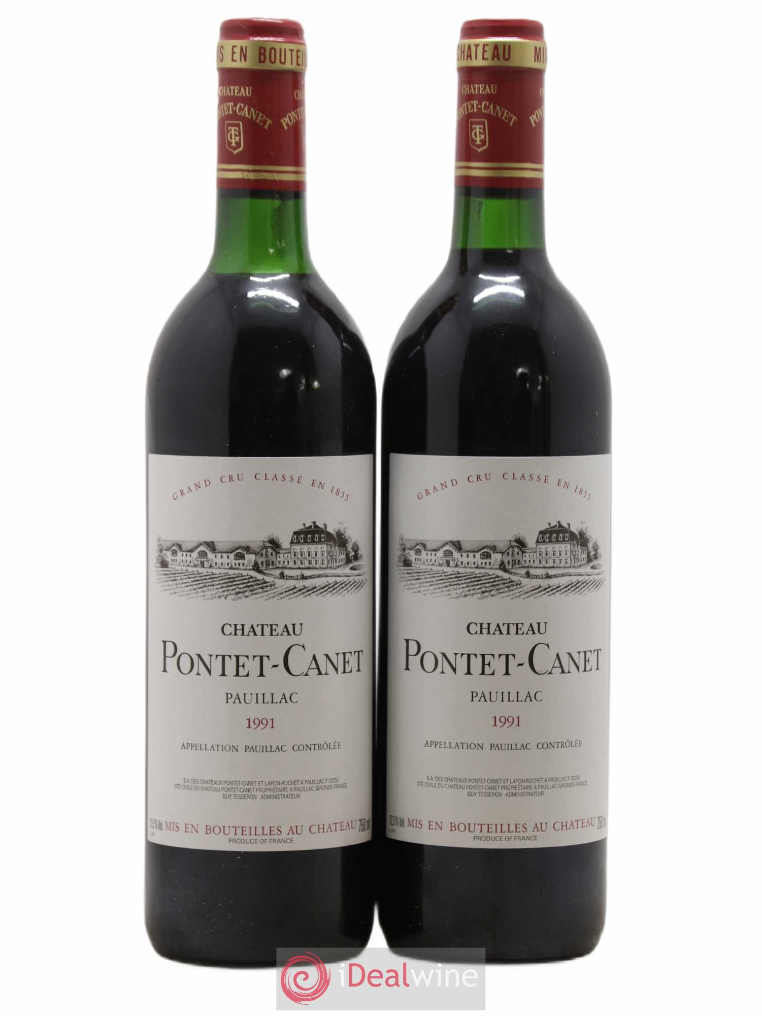 Château Pontet Canet 5ème Grand Cru Classé 1991 - Lot de 2 bouteilles - 0