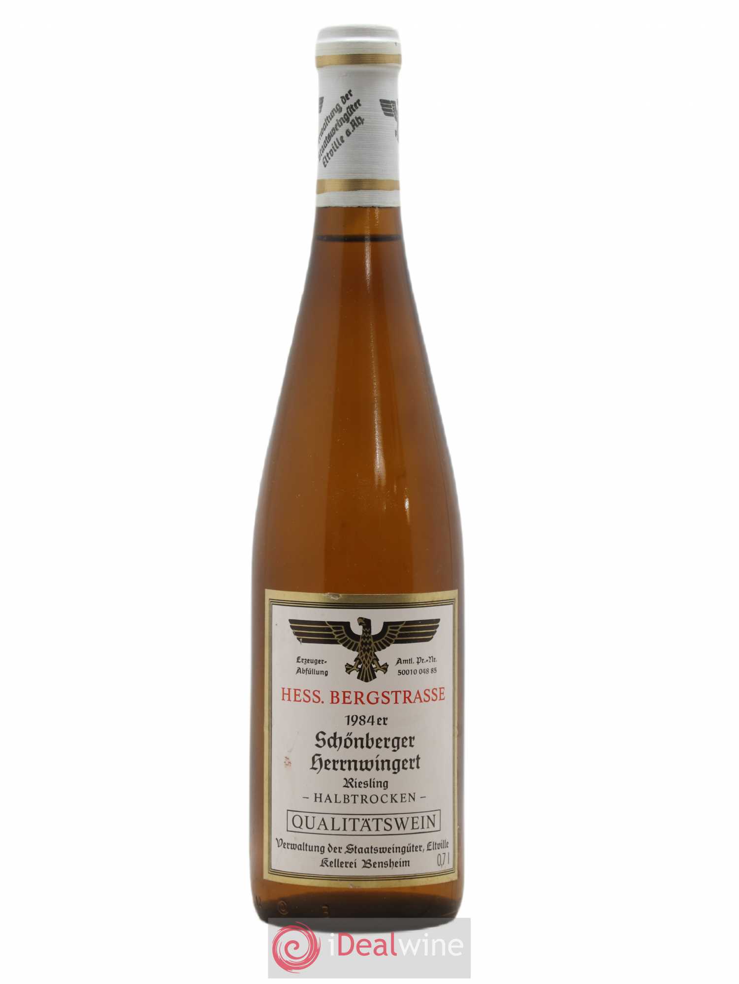 Riesling Schonberger herrnwingert Hess Bergstrasse Halbtrocken (sans prix de réserve) 1984 - Posten von 1 Flasche - 0
