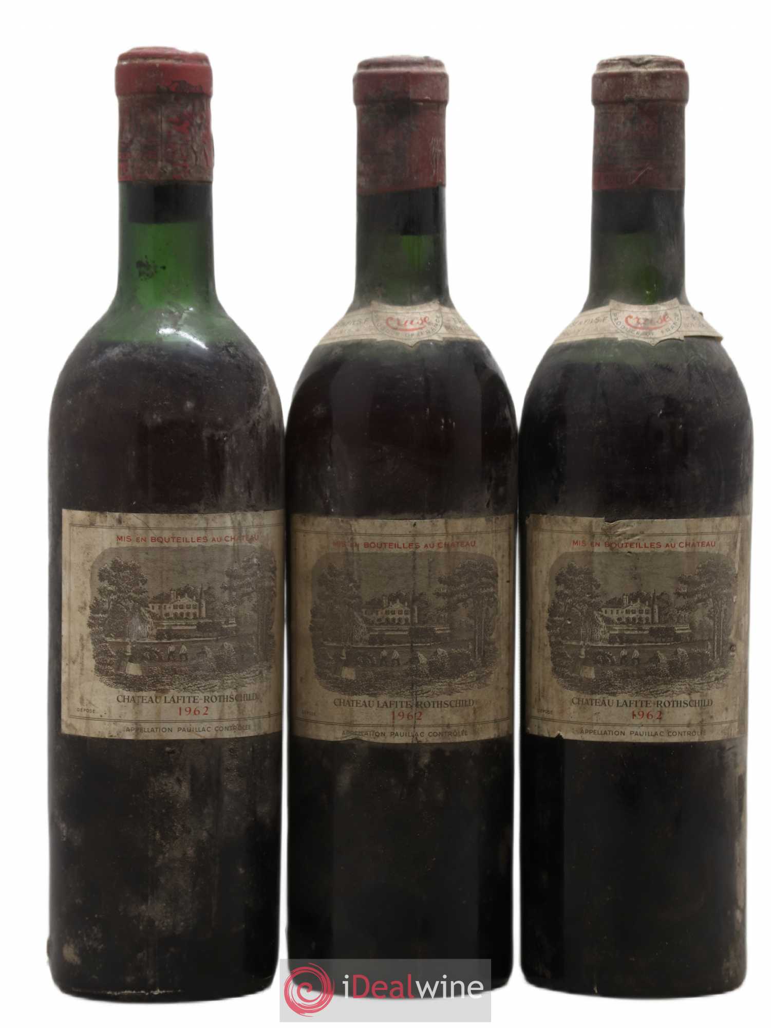 Château Lafite Rothschild 1er Grand Cru Classé 1962 - Lot de 3 bouteilles - 0