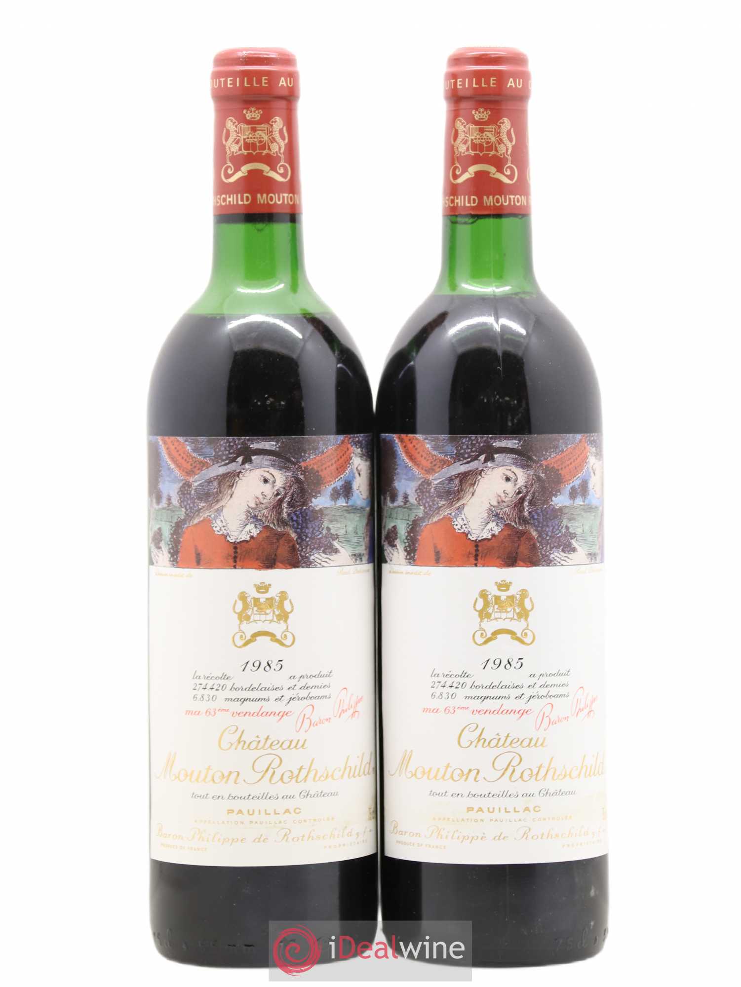 Château Mouton Rothschild 1er Grand Cru Classé 1985 - Lot de 2 bouteilles - 0