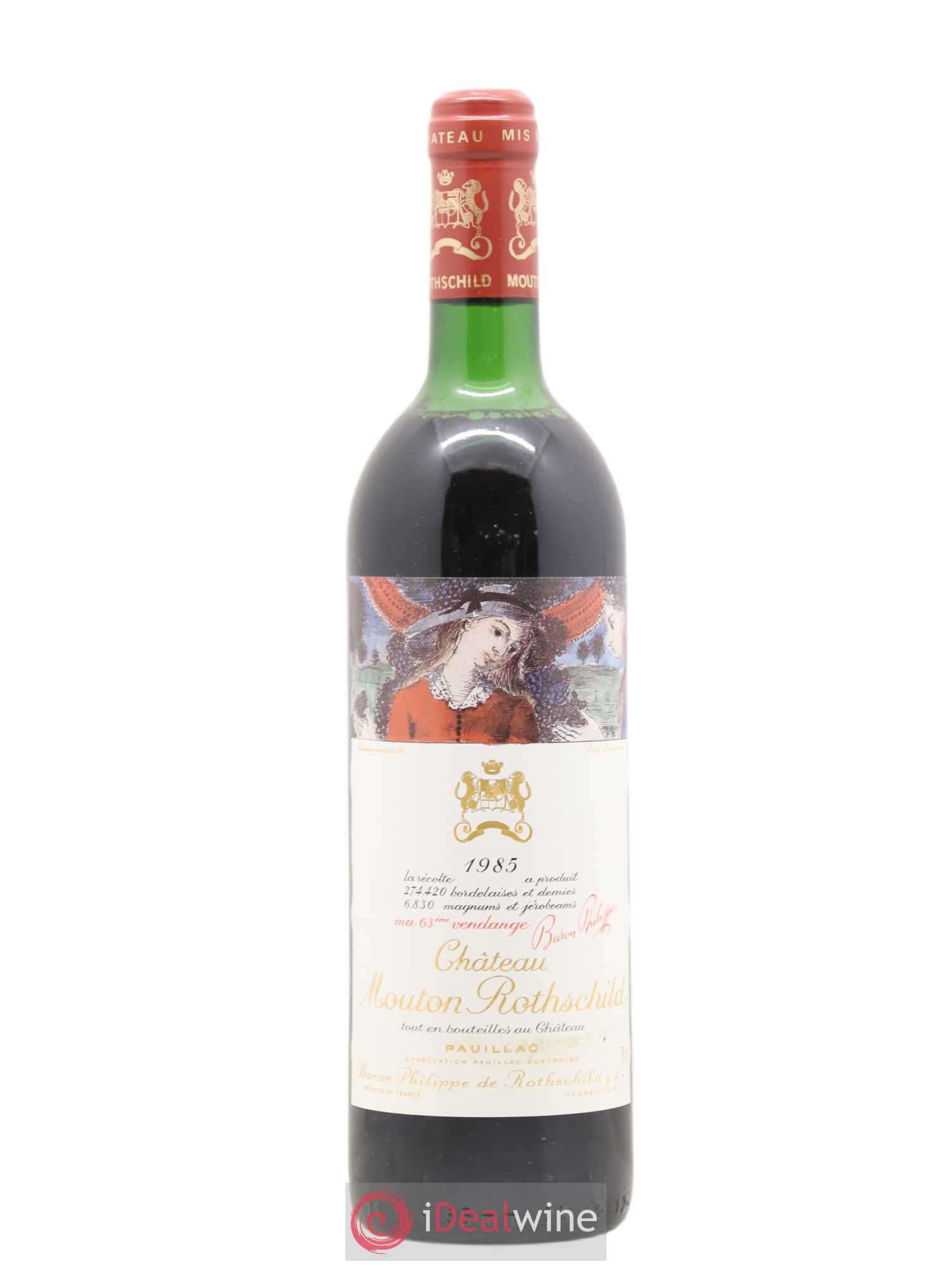 Château Mouton Rothschild 1er Grand Cru Classé 1985 - Lot de 1 bouteille - 0