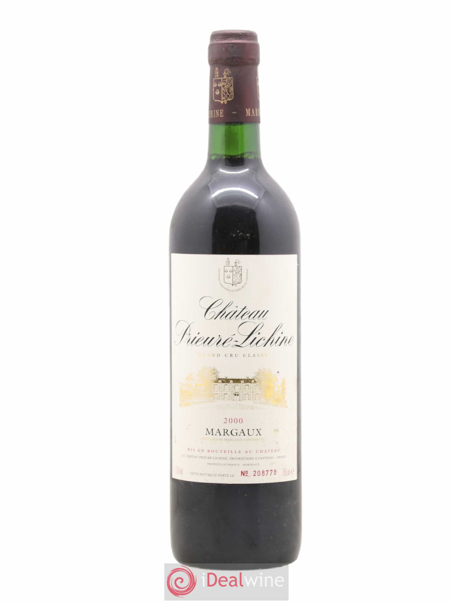 Château Prieuré Lichine 4ème Grand Cru Classé 2000 - Lot de 1 bouteille - 0