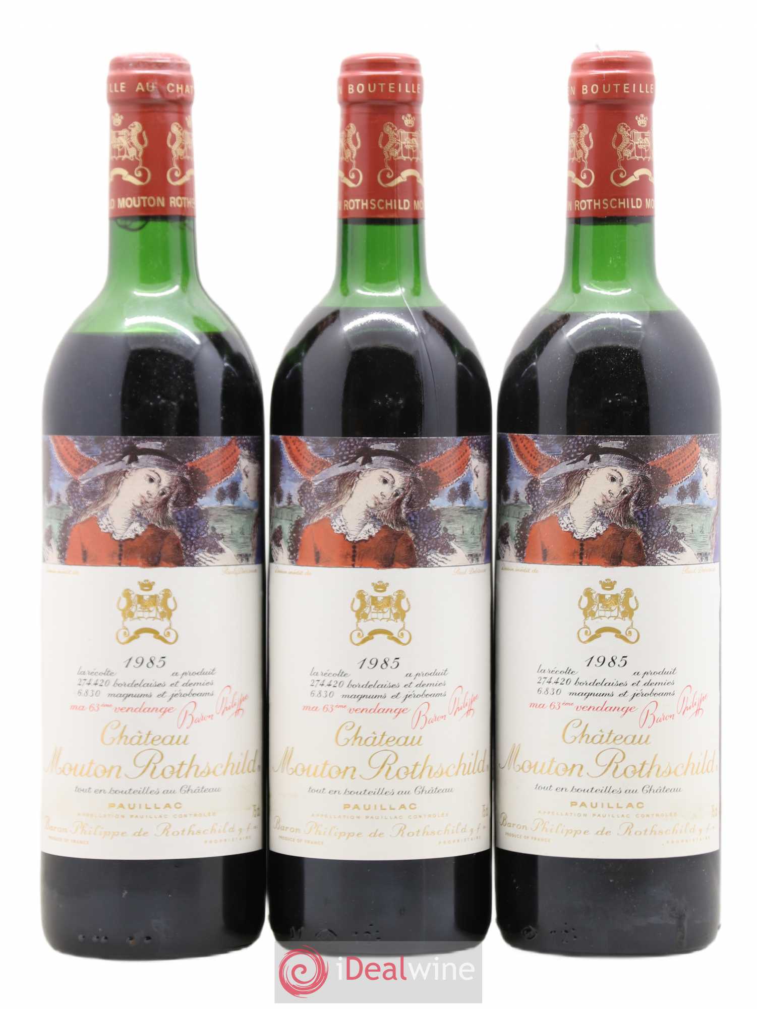 Château Mouton Rothschild 1er Grand Cru Classé 1985 - Lot de 6 bouteilles - 1