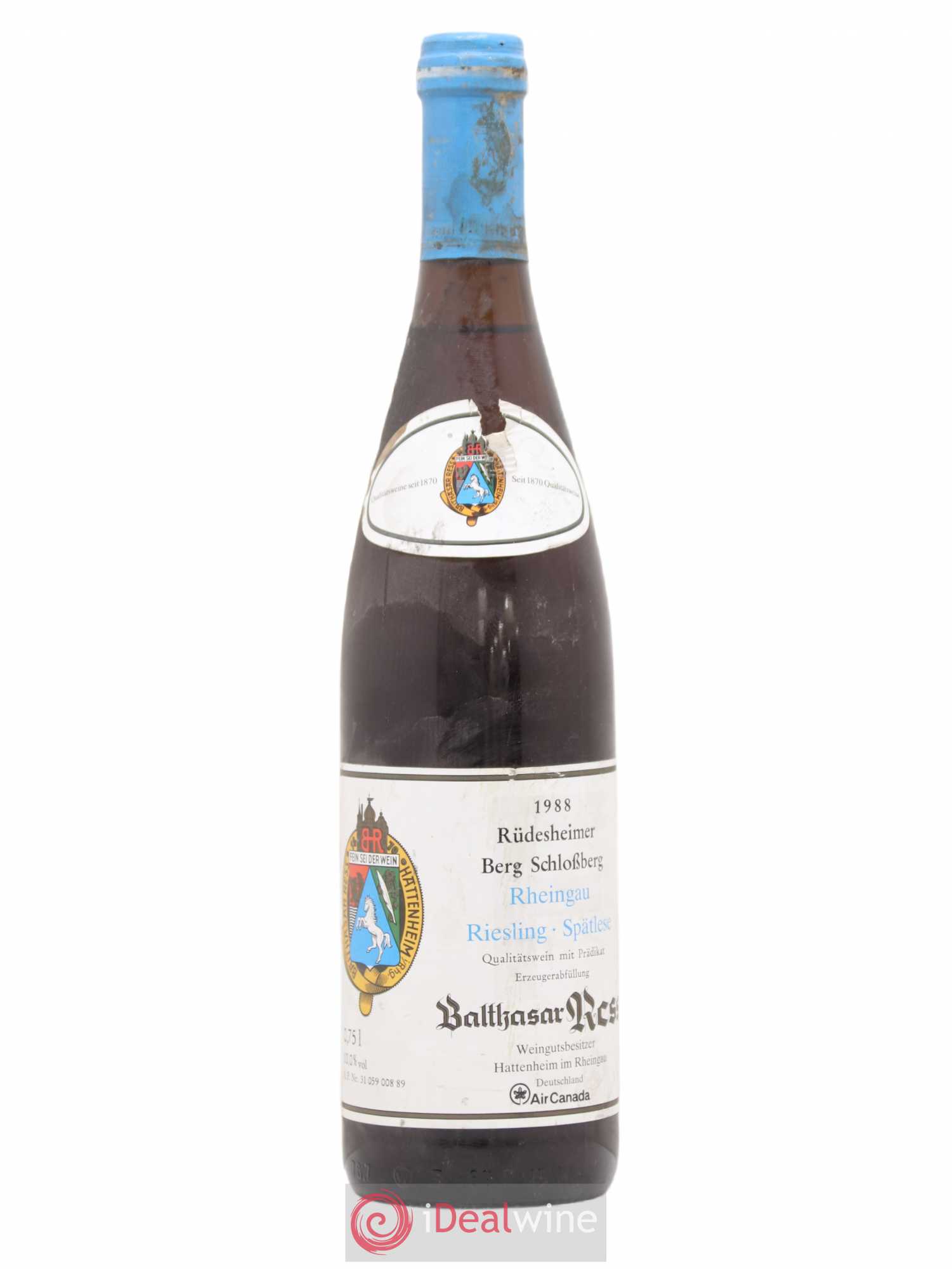 Riesling Spatleses Rüdesheimer Balthasar Ress Berg Schlossberg 1988 - Posten von 1 Flasche - 0