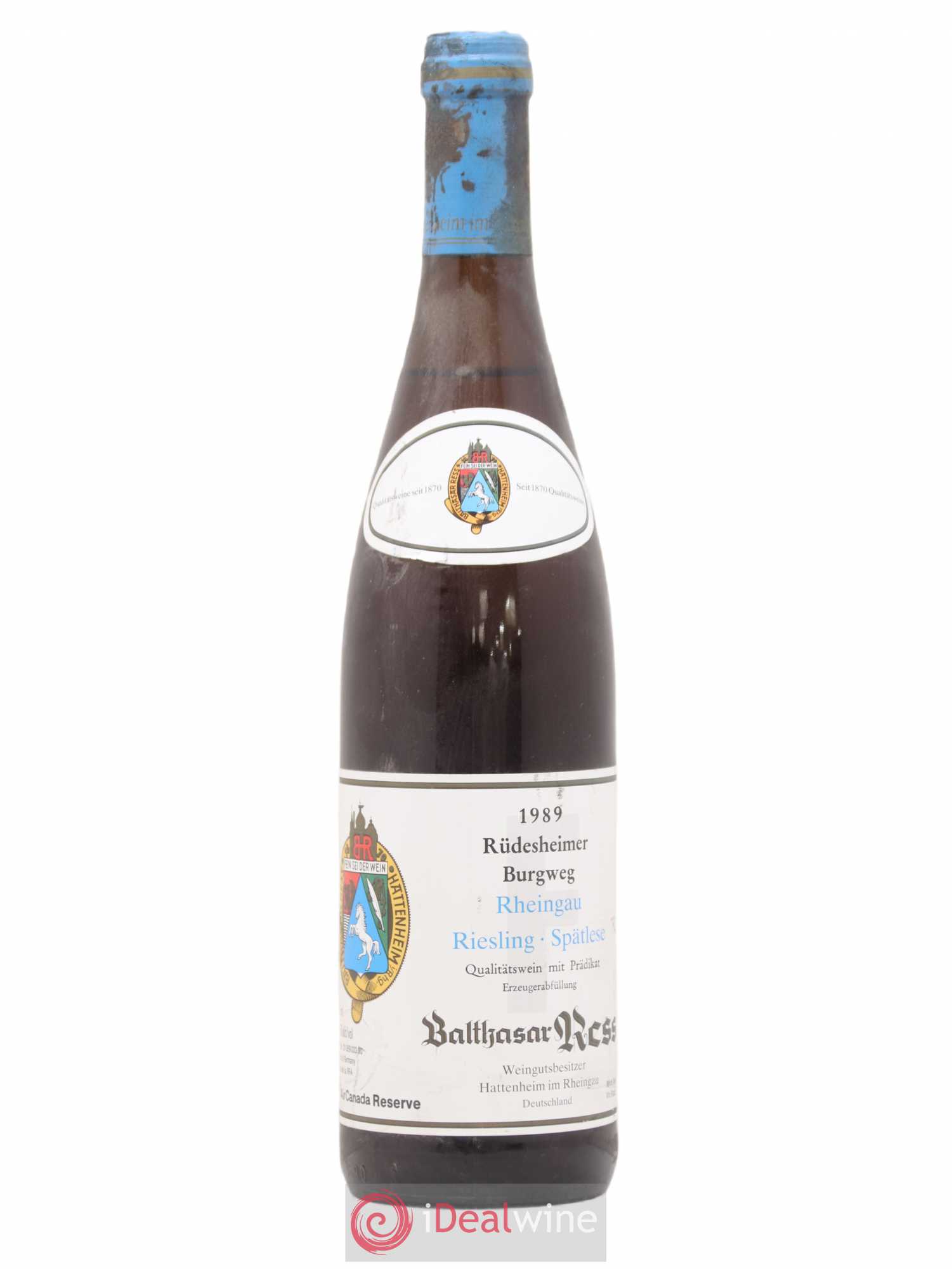 Riesling Spatleses Rüdesheimer Balthasar Ress Burgweg 1989 - Posten von 1 Flasche - 0