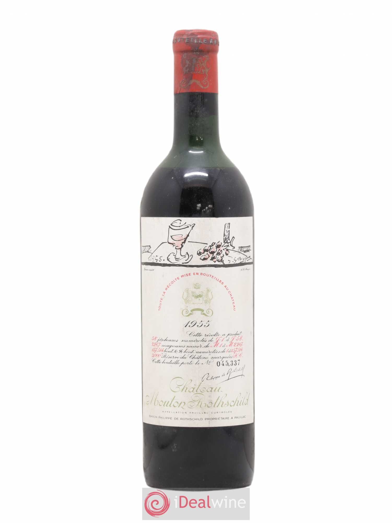 Château Mouton Rothschild 1er Grand Cru Classé 1955 - Lot de 1 bouteille - 0
