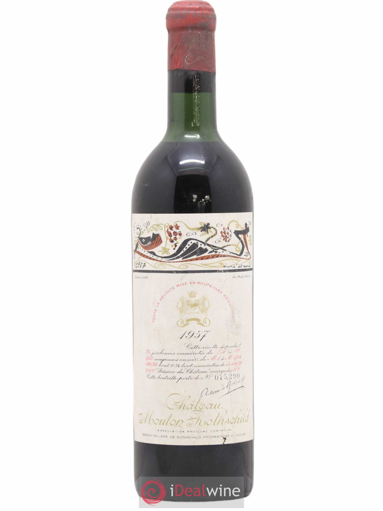 Château Mouton Rothschild 1er Grand Cru Classé 1957 - Lot de 1 bouteille - 0