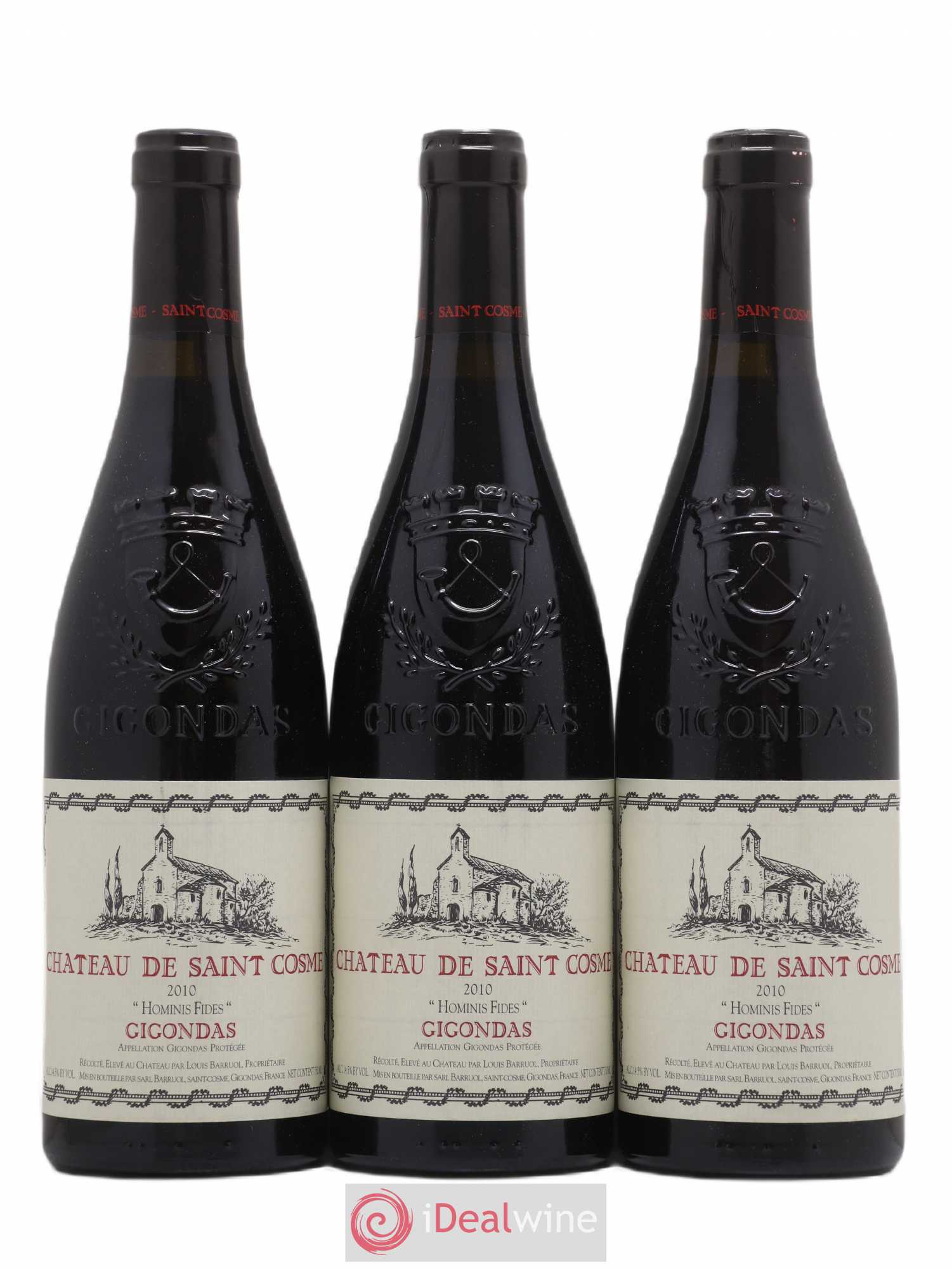 Gigondas Hominis Fides Saint Cosme 2010 - Lot de 3 bouteilles - 0