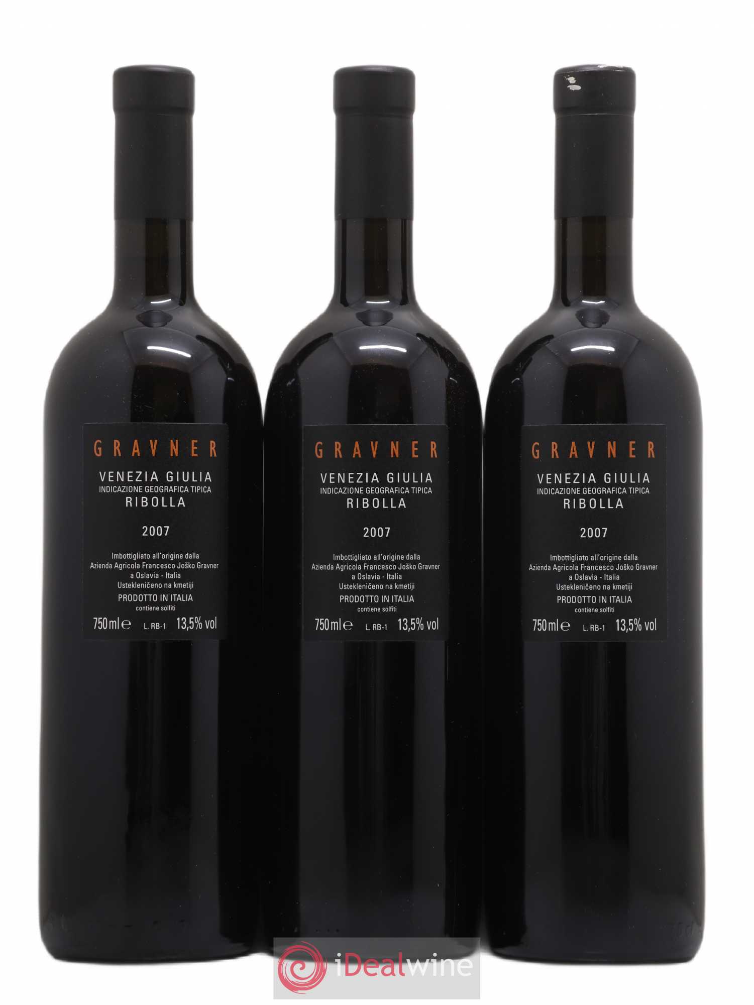 IGT Venezia Giulia Gravner Ribolla Gialla Ribolla 2007 - Lot de 3 bouteilles - 1