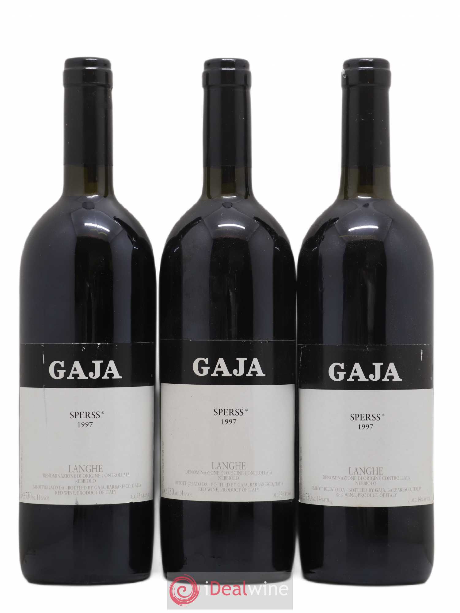 Langhe Sperss Angelo Gaja 1997 - Lot de 3 bouteilles - 0
