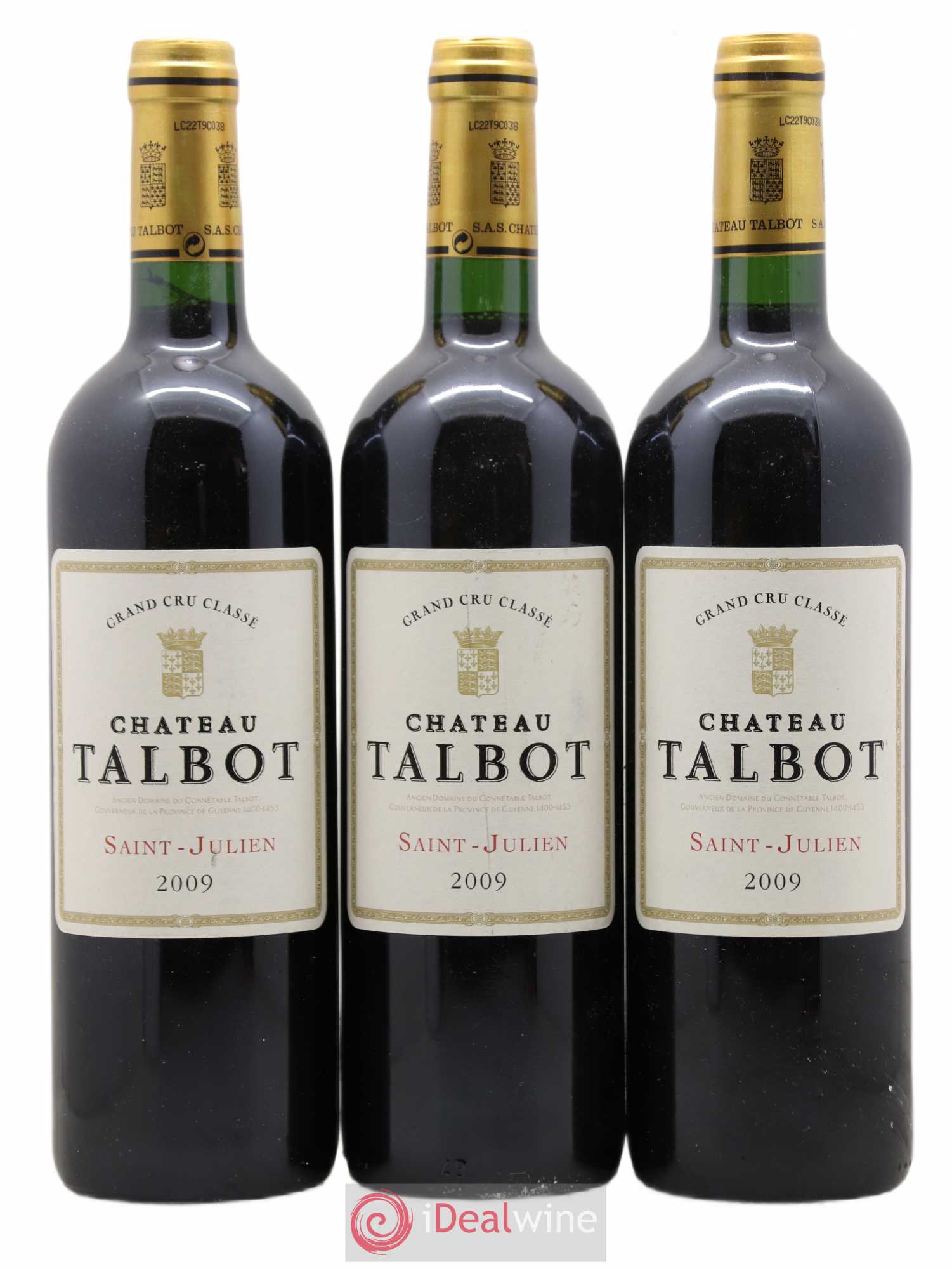 Château Talbot 4ème Grand Cru Classé 2009 - Lot de 3 bouteilles - 0