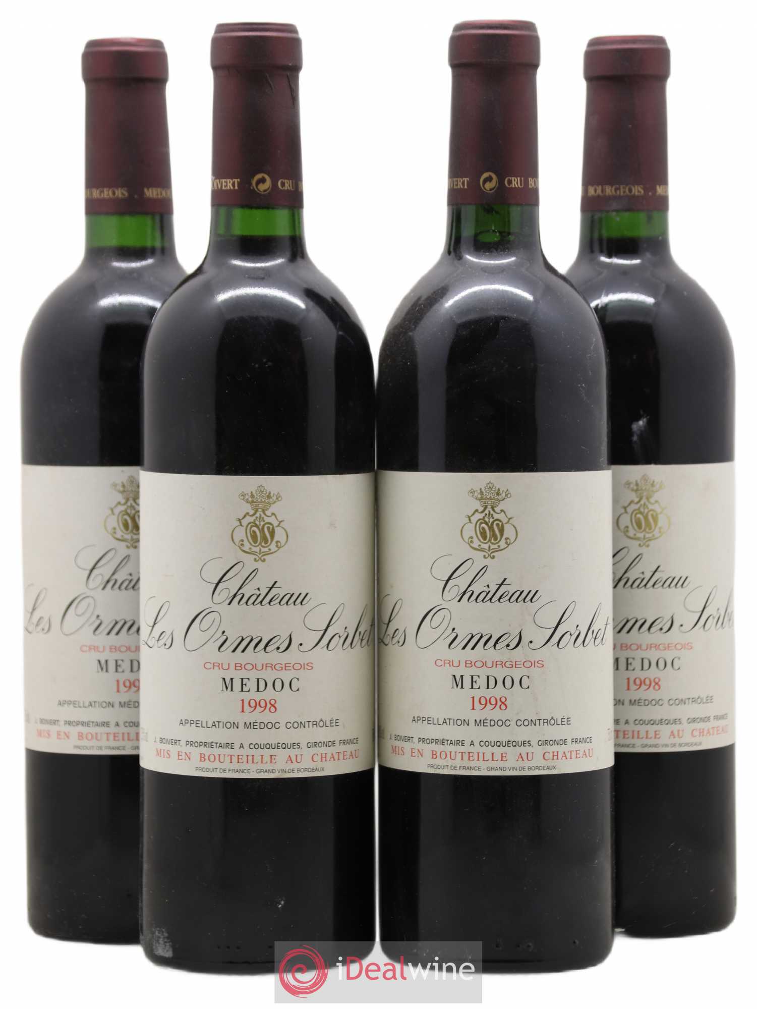 Château les Ormes Sorbet Cru Bourgeois 1998 - Lot de 4 bouteilles - 0