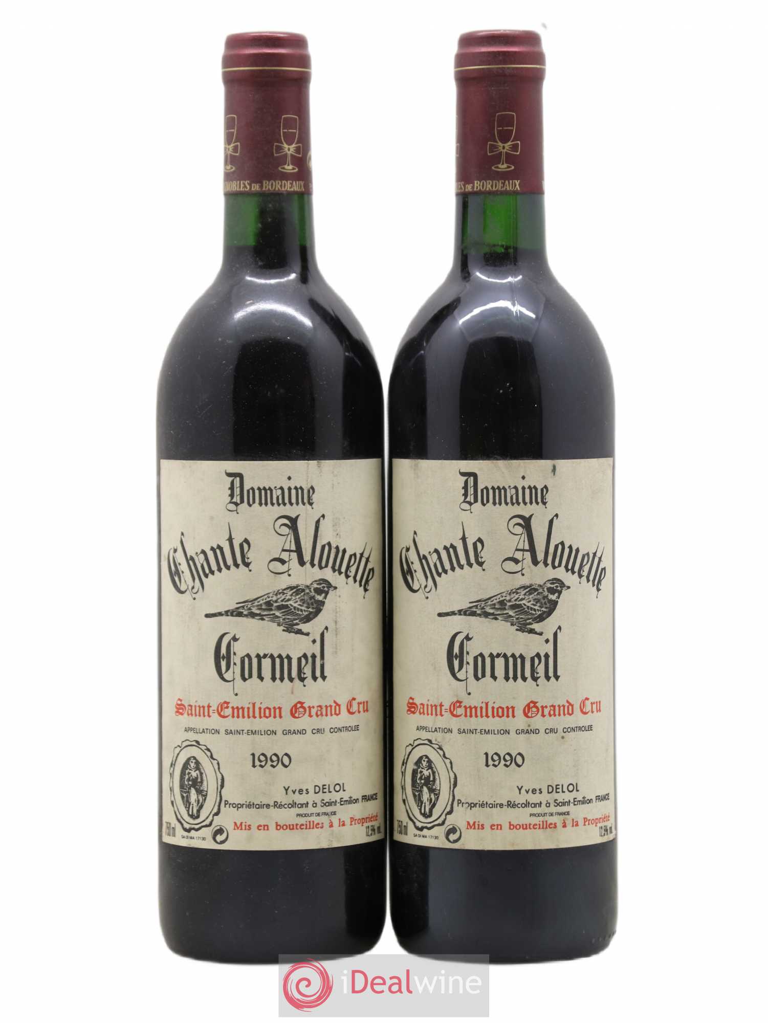 Saint-Émilion Grand Cru Cormeil Chante-Alouette 1990 - Posten von 2 Flaschen - 0