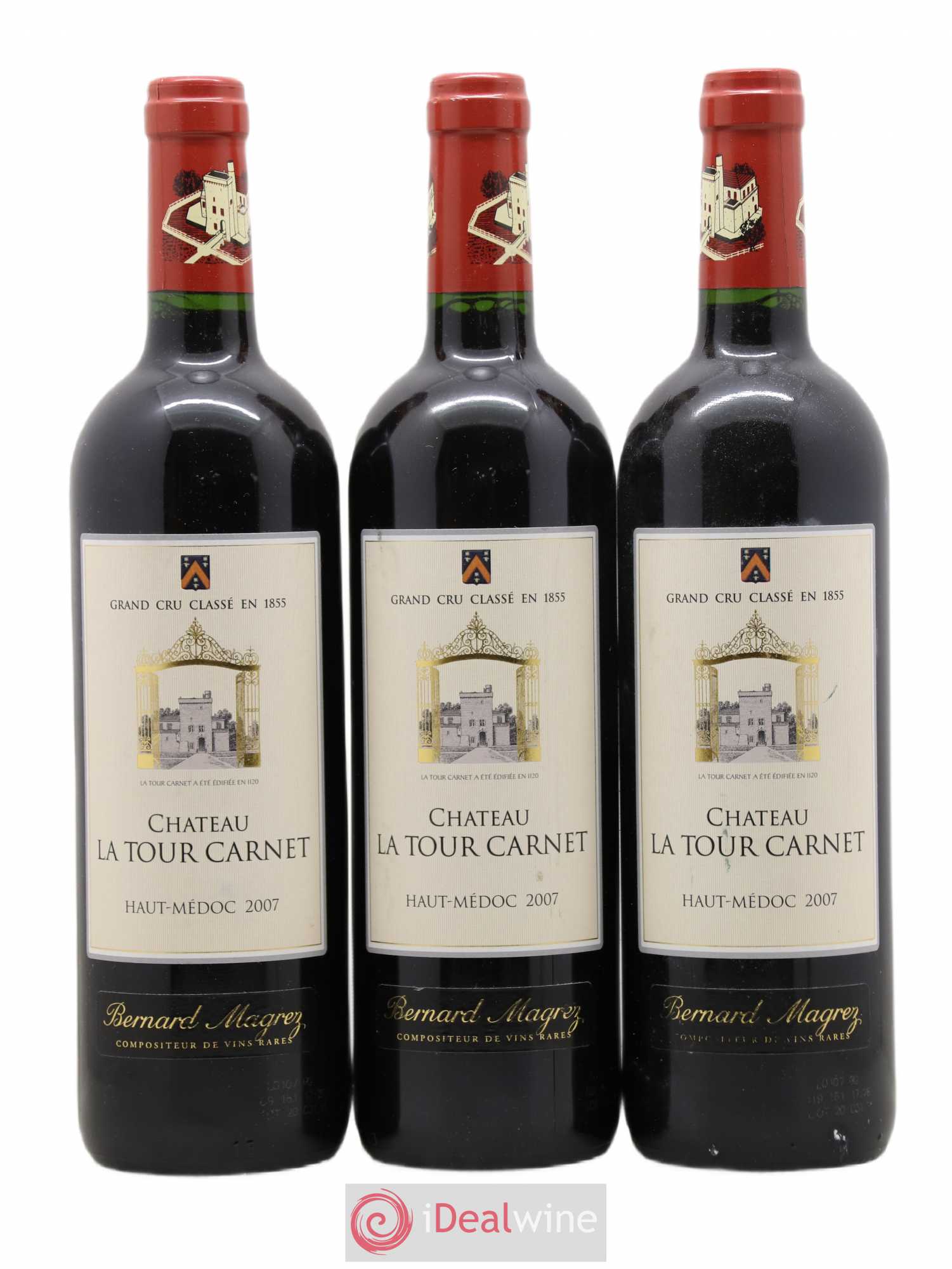Château la Tour Carnet 4ème Grand Cru Classé 2007 - Lot de 3 bouteilles - 0