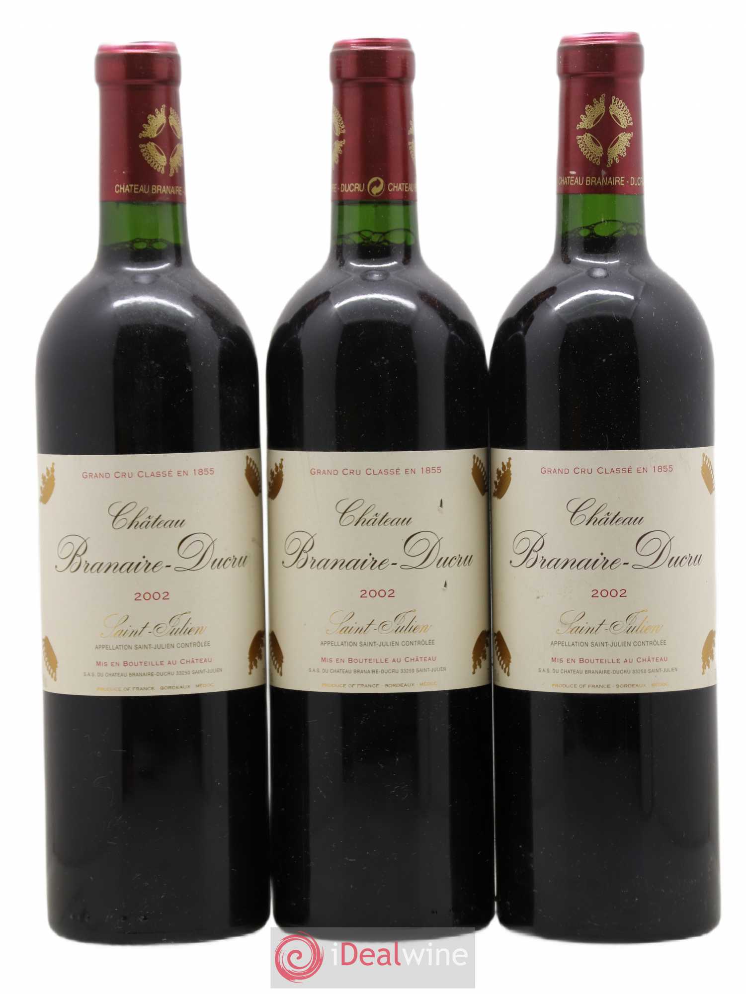 Château Branaire Ducru 4ème Grand Cru Classé 2002 - Lot de 3 bouteilles - 0