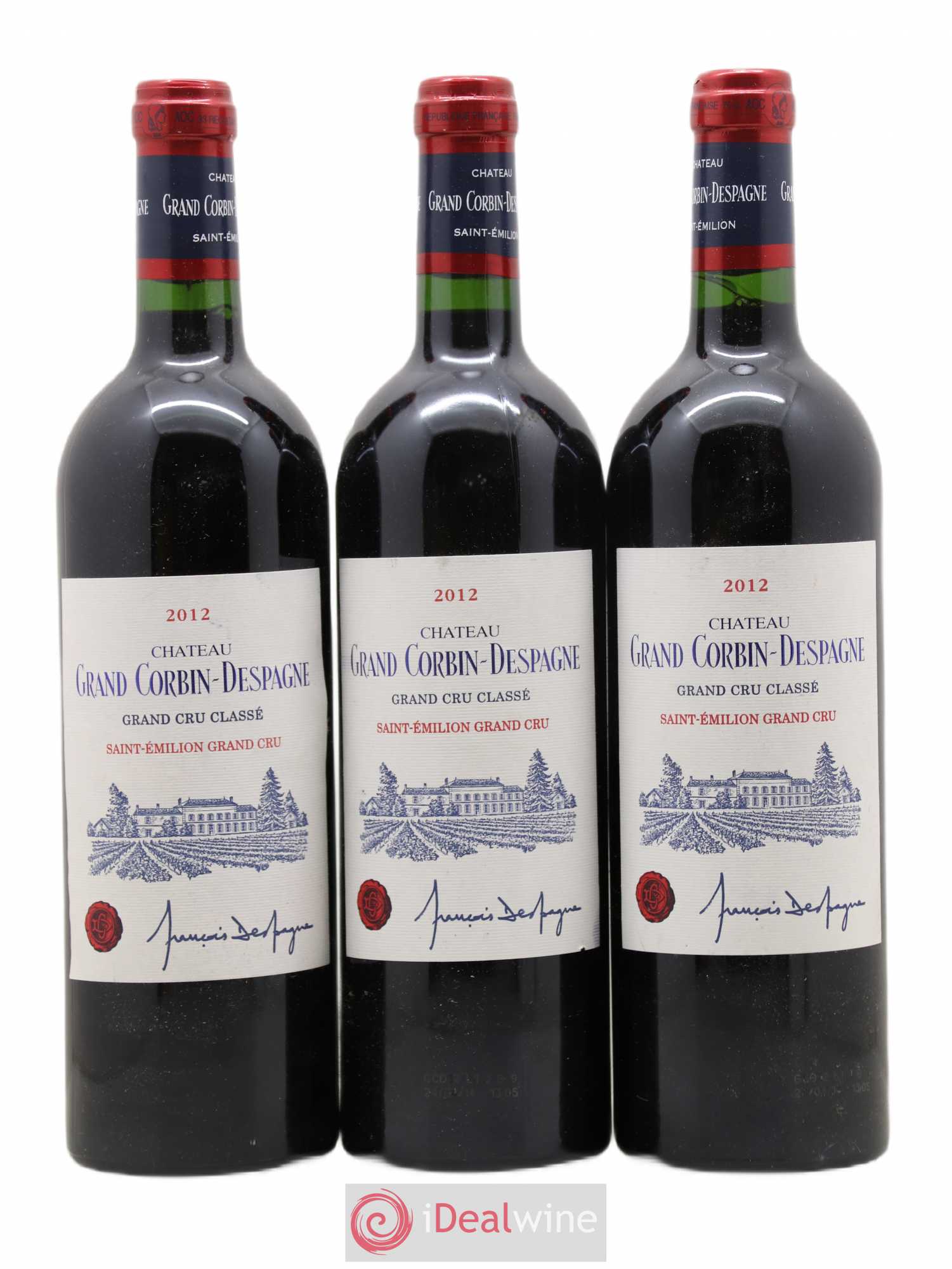 Château Grand Corbin Despagne Grand Cru Classé 2012 - Lot de 3 bouteilles - 0
