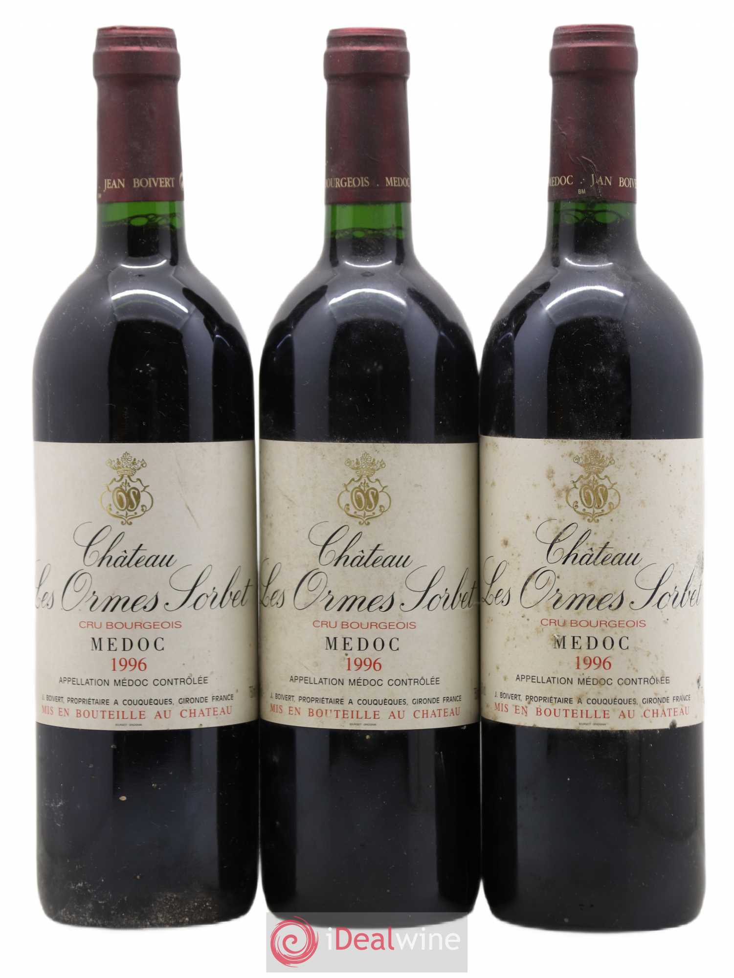 Château les Ormes Sorbet Cru Bourgeois 1996 - Lot de 3 bouteilles - 0