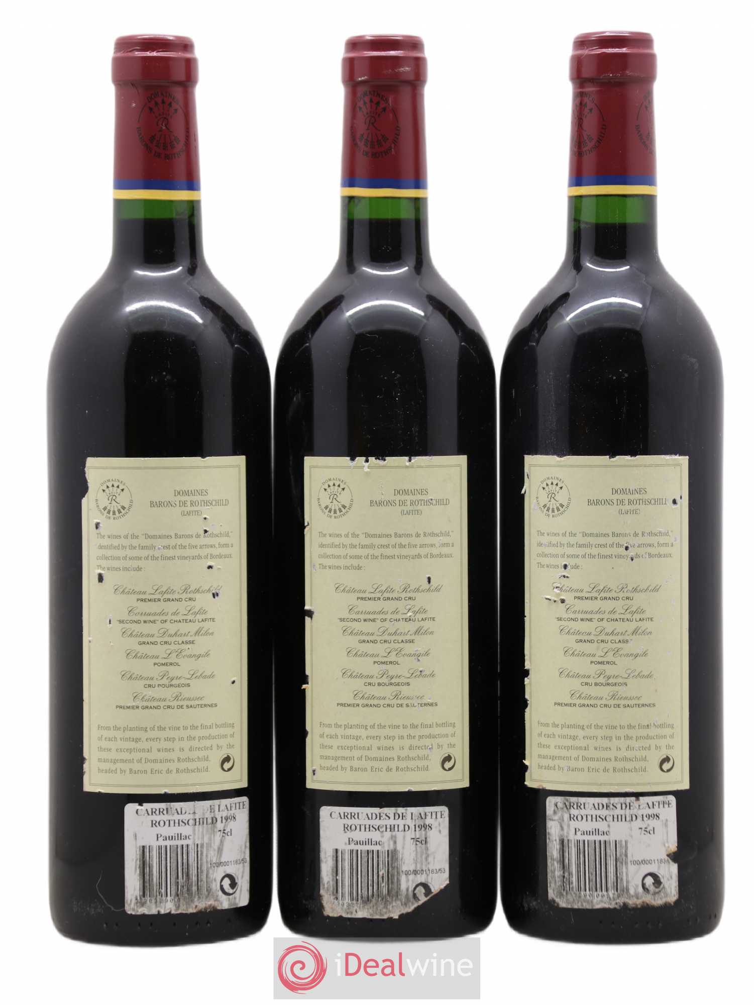 Carruades de Lafite Rothschild Second Vin 1998 - Lot de 3 bouteilles - 1