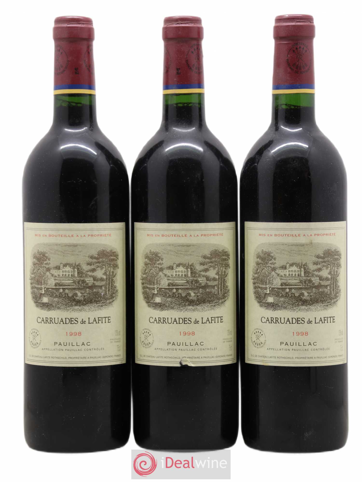 Carruades de Lafite Rothschild Second Vin 1998 - Lot de 3 bouteilles - 0