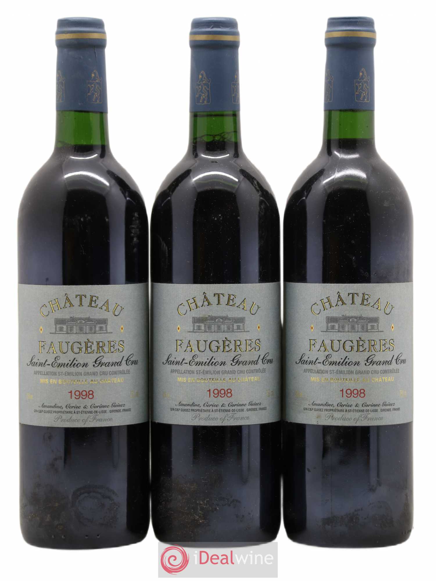 Château Faugères Grand Cru Classé 1998 - Lot de 3 bouteilles - 0