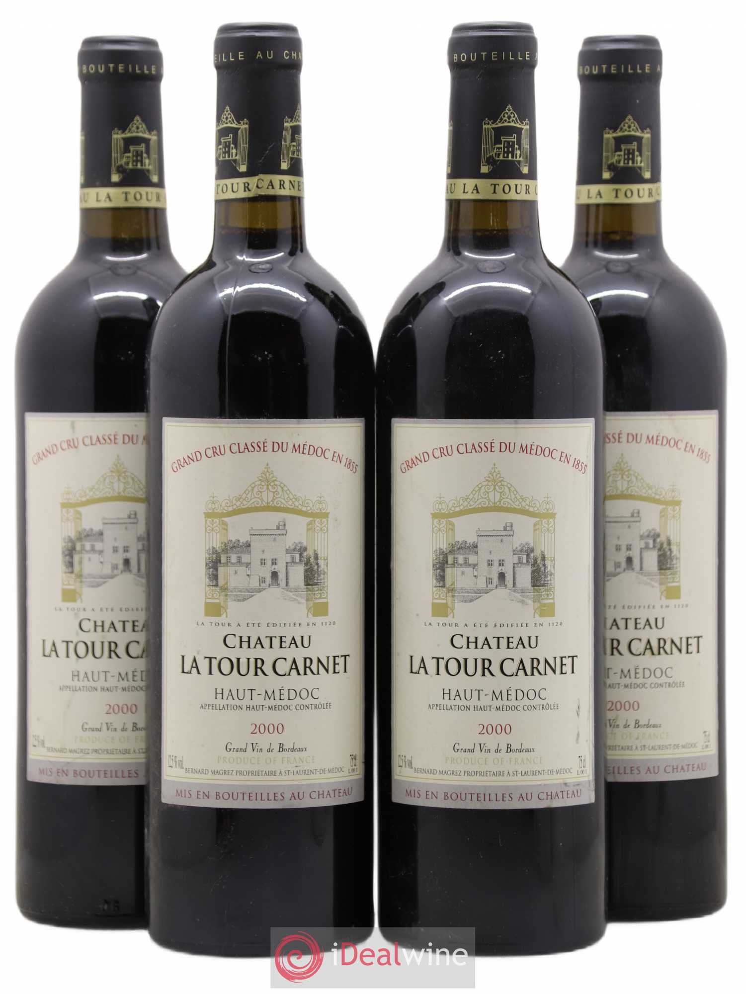 Château la Tour Carnet 4ème Grand Cru Classé 2000 - Lot de 4 bouteilles - 0