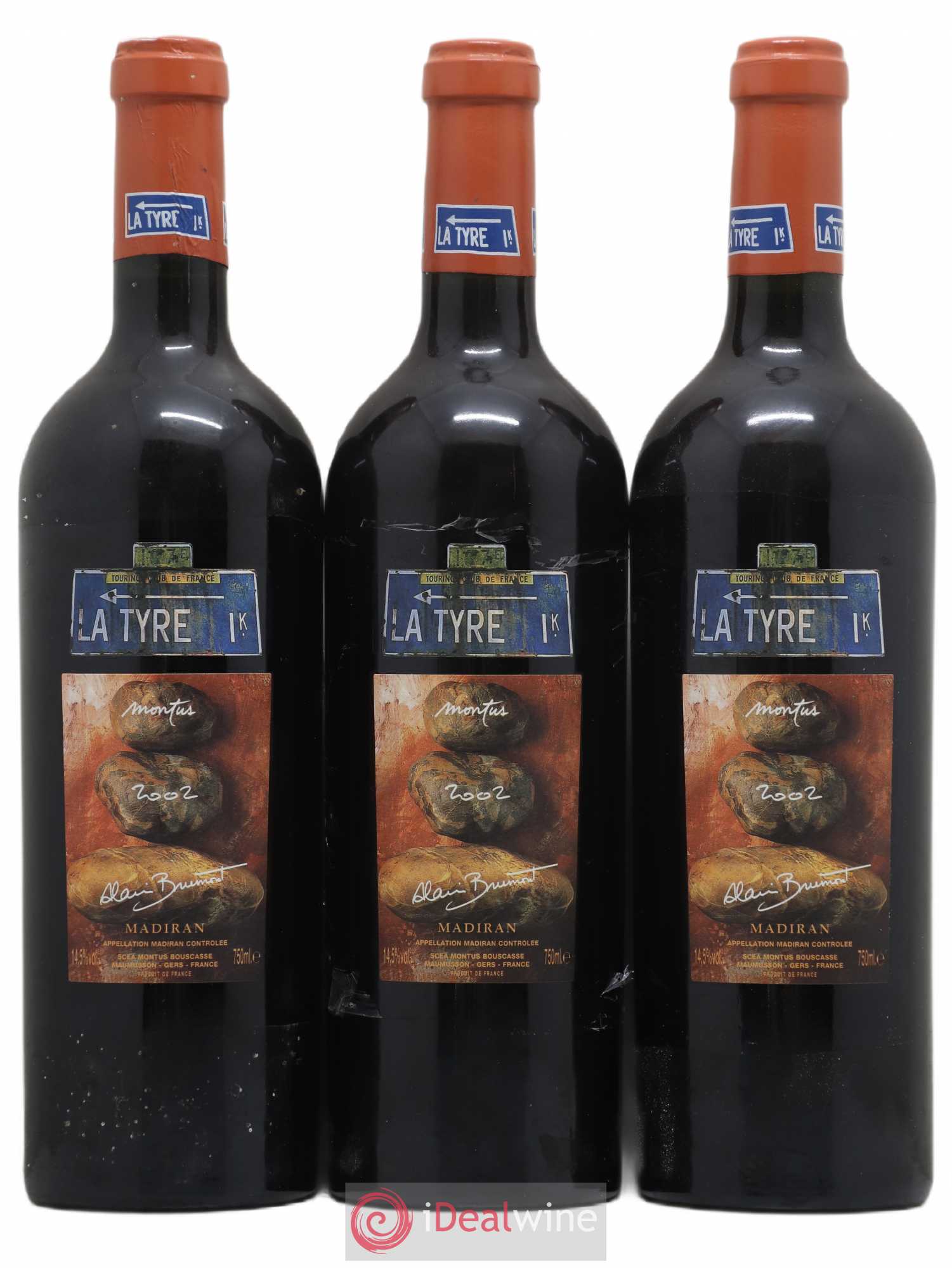 Madiran Château Montus-La Tyre Alain Brumont 2002 - Lot de 3 bouteilles - 0