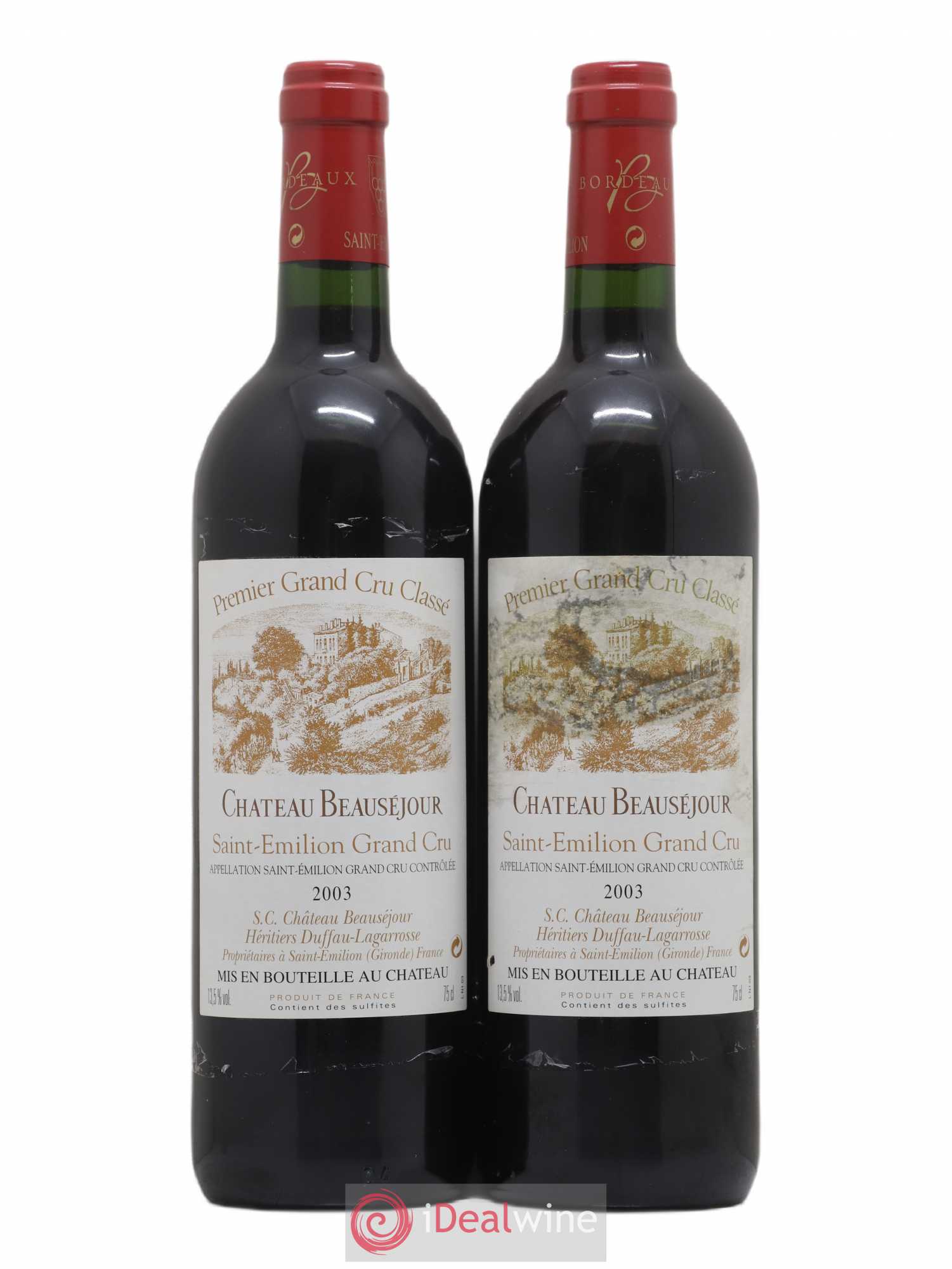 Château Beauséjour (Duffau-Lagarrosse) 1er Grand Cru Classé B 2003 - Lot de 2 bouteilles - 0