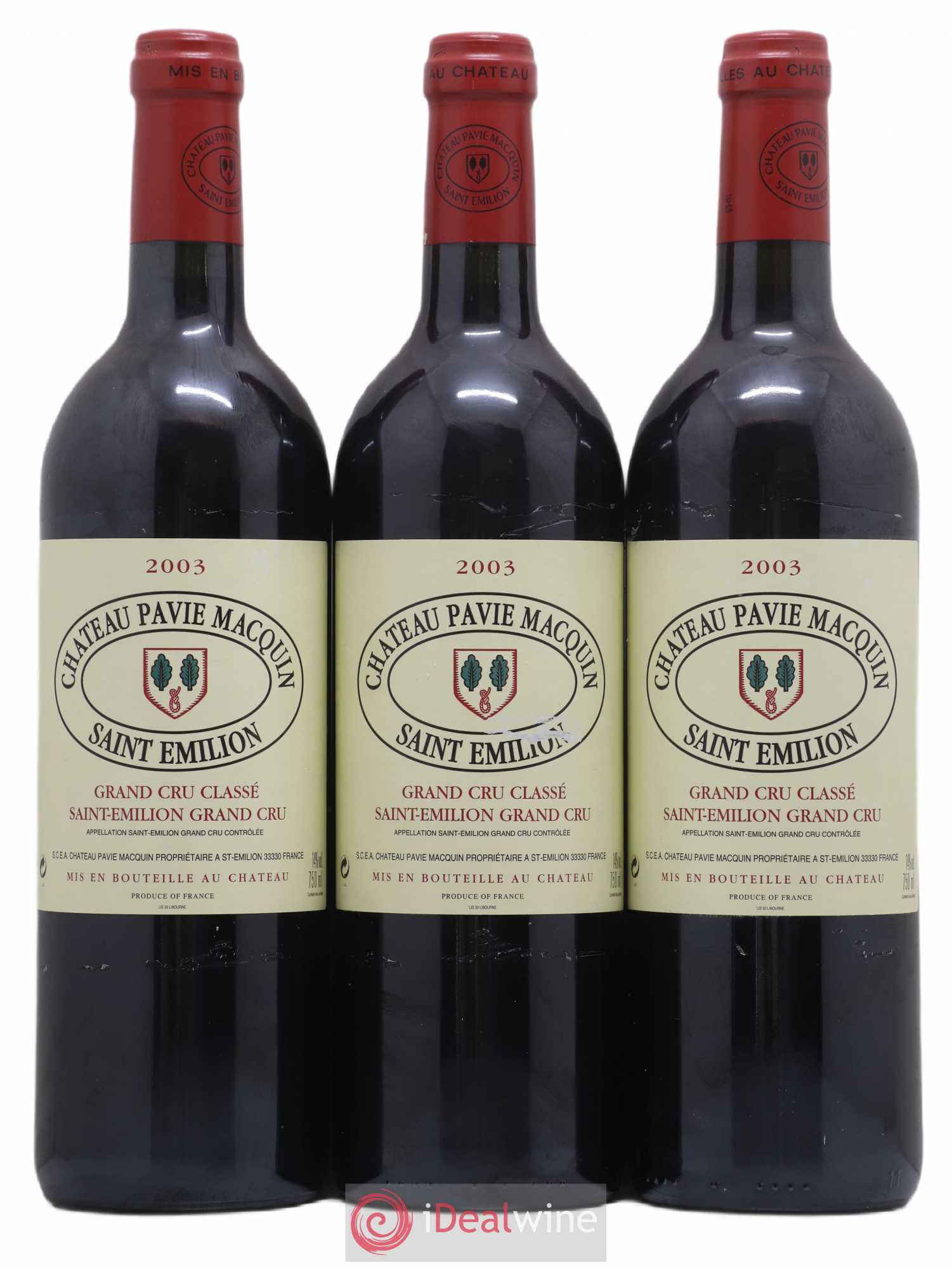Château Pavie Macquin 1er Grand Cru Classé B 2003 - Lot de 3 bouteilles - 0