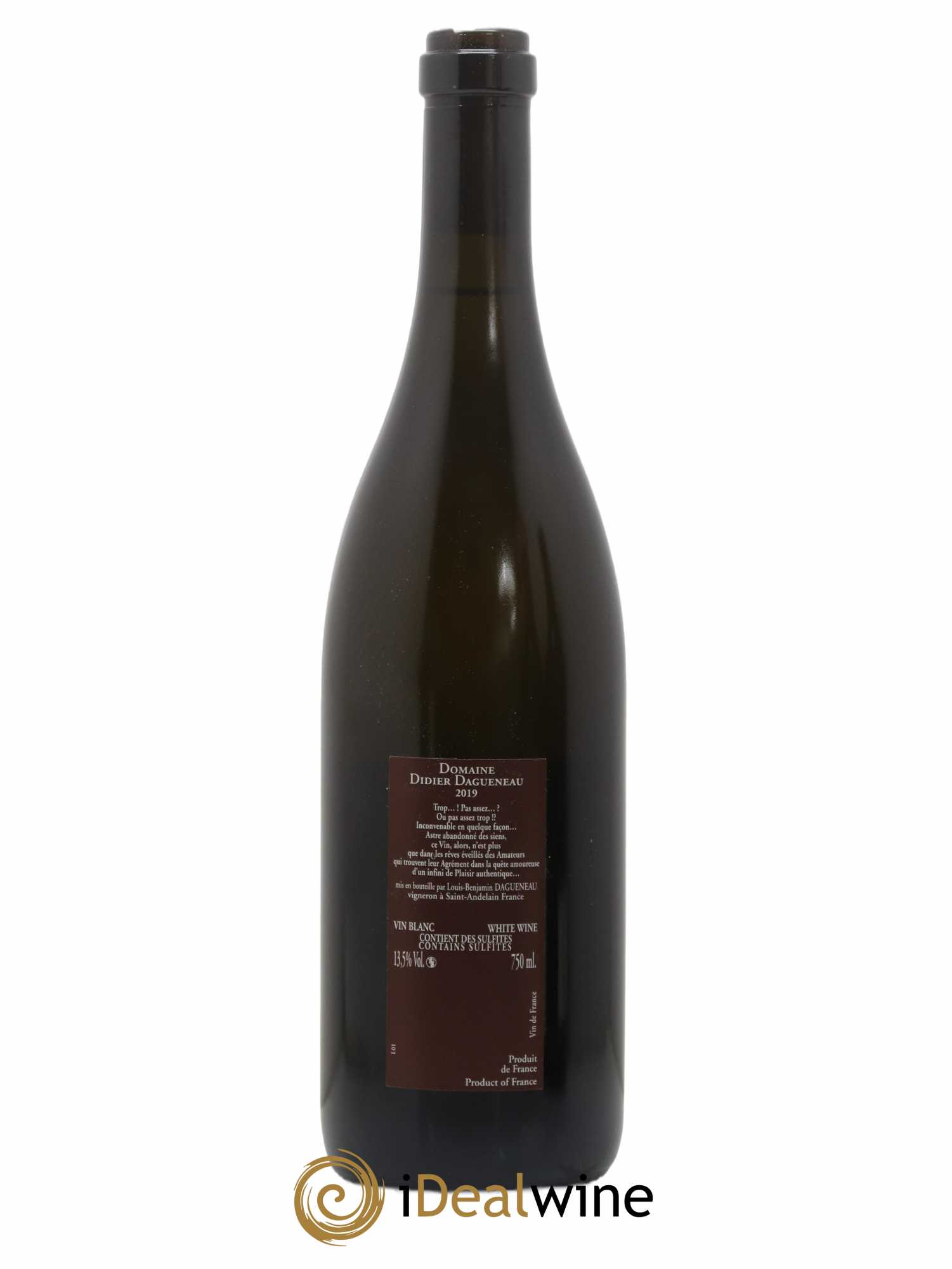 Vin de France (anciennement Pouilly-Fumé) Pur Sang Dagueneau (Domaine Didier - Louis-Benjamin) 2019 - Lot de 1 bouteille - 1